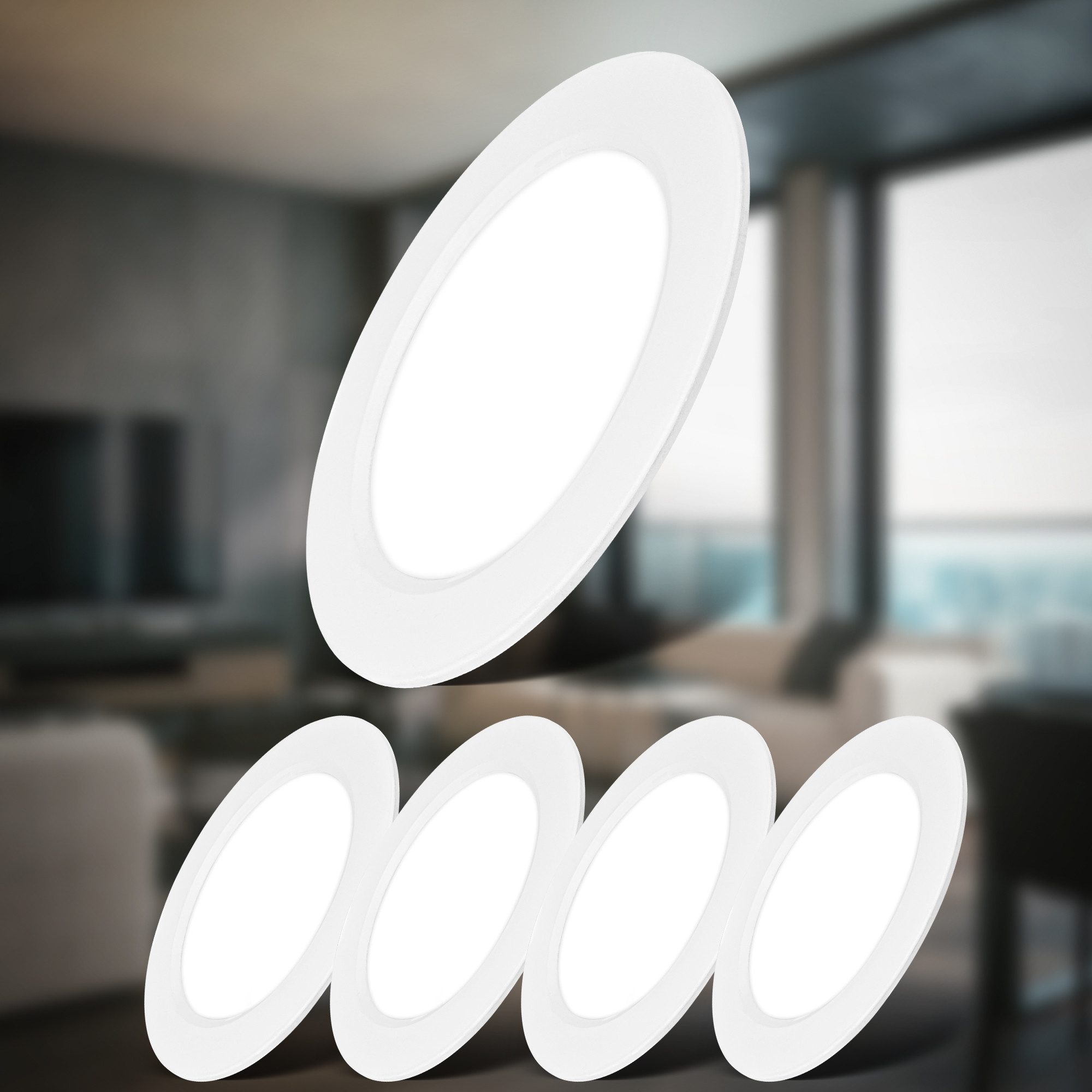 B.K.Licht Einbauleuchte BK_EL1619 5er Set LED Einbaustrahler, Ultraflach, IP20 Deckenspots, LED fest integriert, Neutralweiß, 4.000 K, 660Lm, 6W, Kunststoff, 12 – Bild 4 von 5