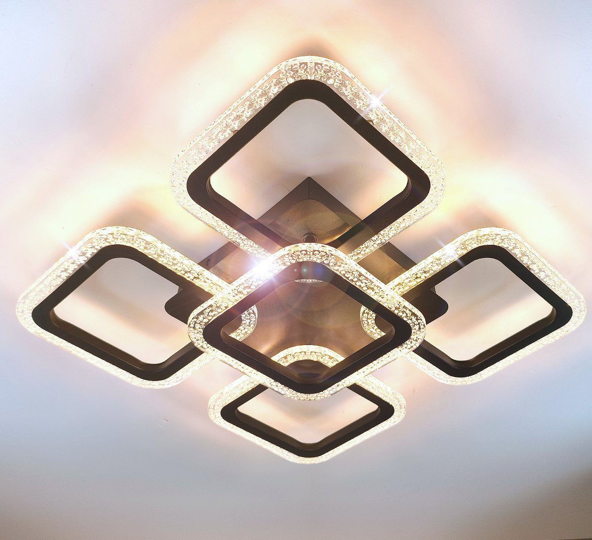 / Einstellungen LED Farbwechsel Schwarz glitzernd 55-83cm groß Neutralweiß Lewima per Warmweiß einstellbar, gespeichert, / 24-36W, XL-XXL Dimmbar funkelnd Fernbedienung, Deckenleuchte Kaltweiß Deckenlampe werden
