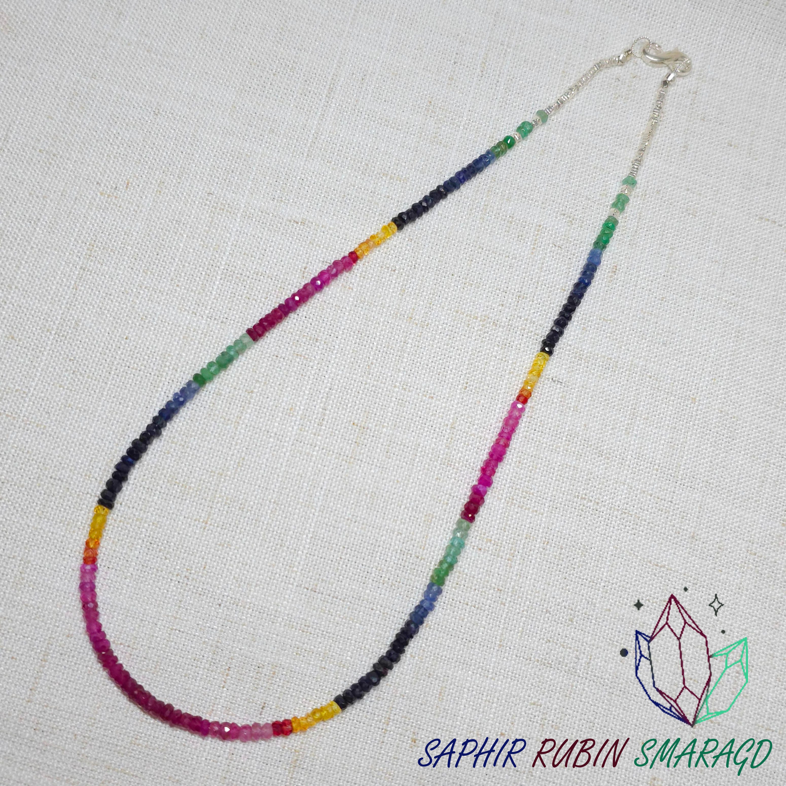 GOLDEN Perlenkette Rubin Saphir Smaragd Collier, günstig online kaufen
