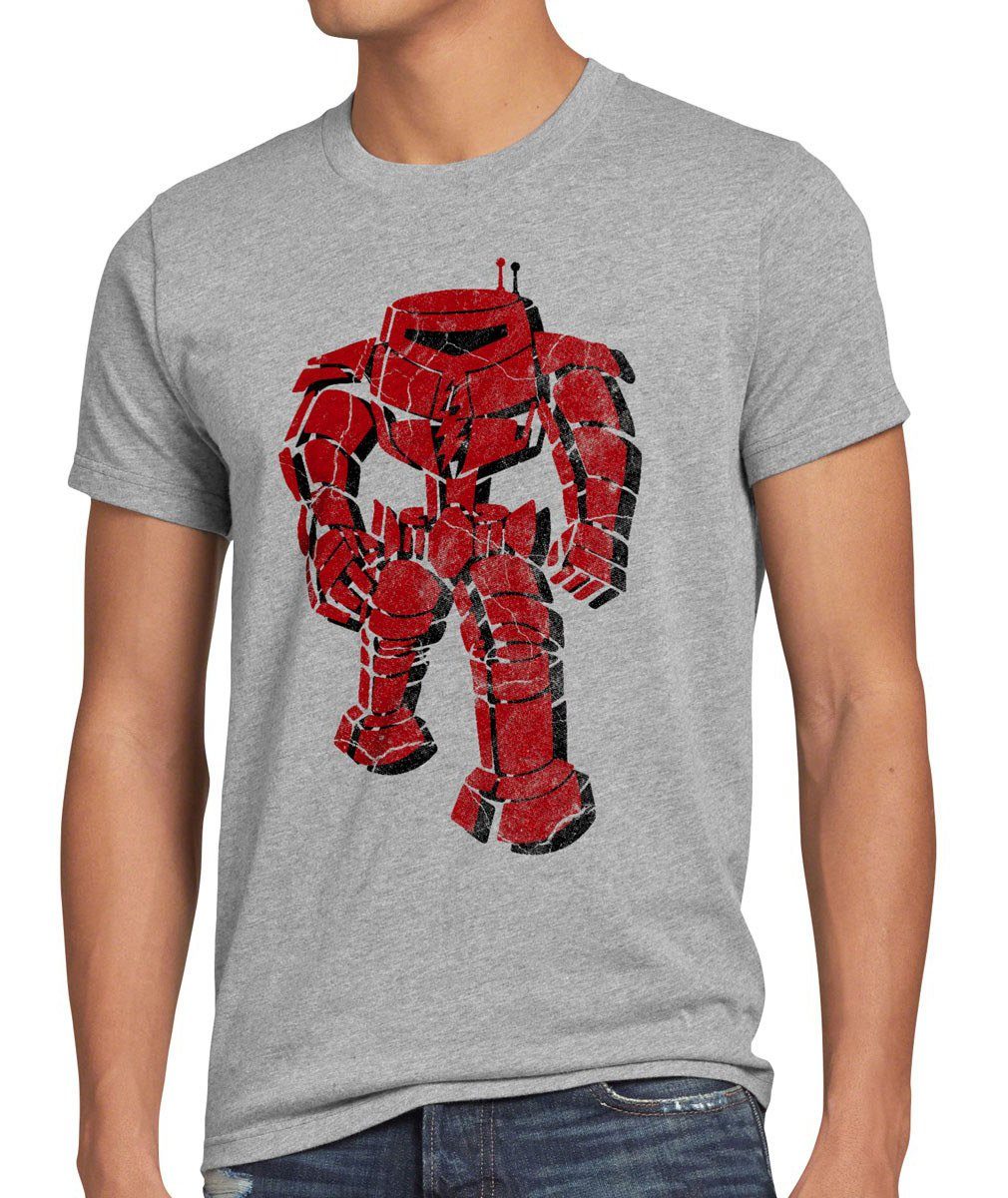 style3 Print-Shirt Herren T-Shirt Robot Sheldon Bang Serie Fan Big the Roboter comic cooper Theory grau meliert