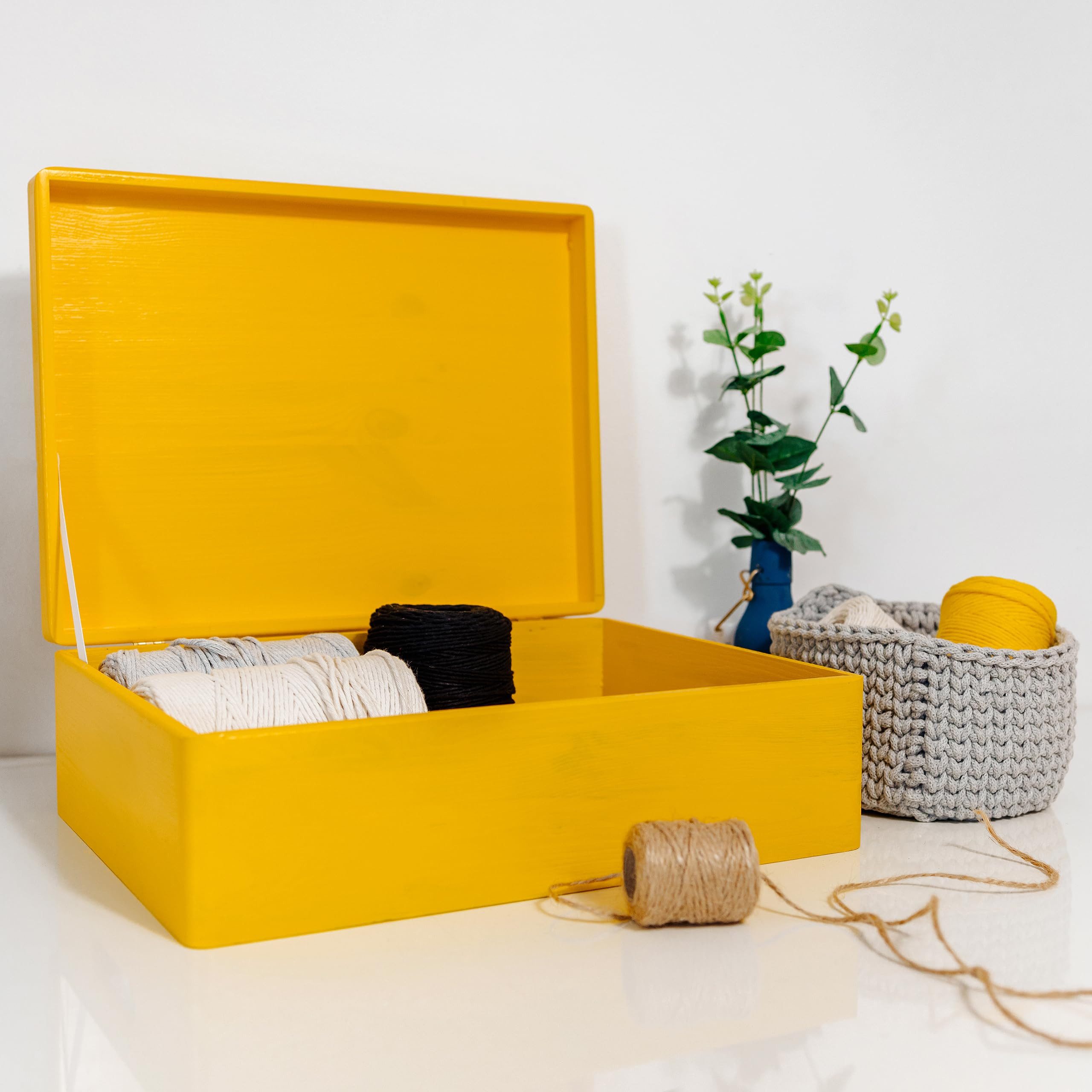 Creative Deco Holzkiste Holzkiste mit Deckel 40x30x14 cm Erinnerungsbox Baby