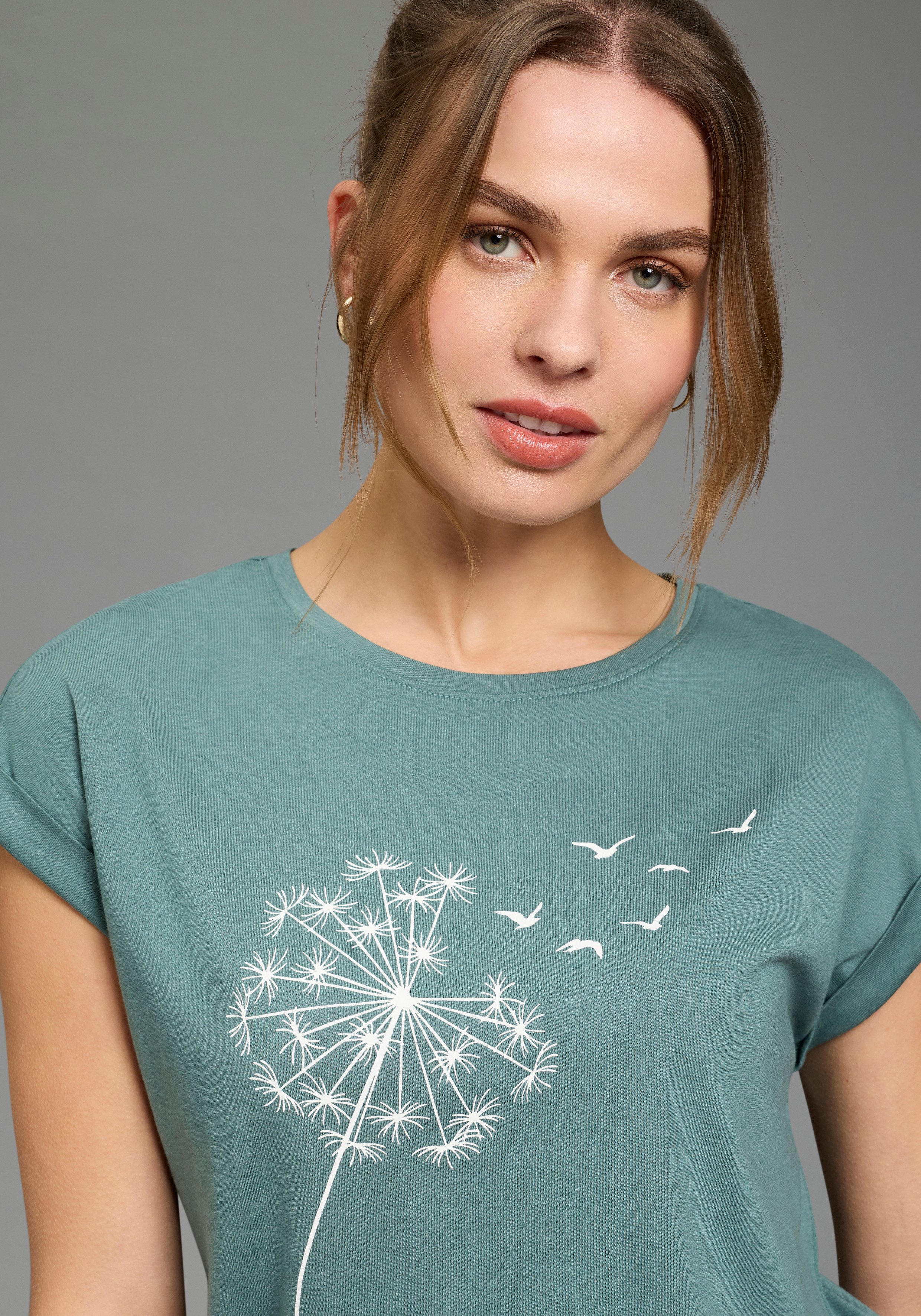 KangaROOS Shirtkleid mit Pusteblume, für Casualmode und Streetwear, Kurzarm