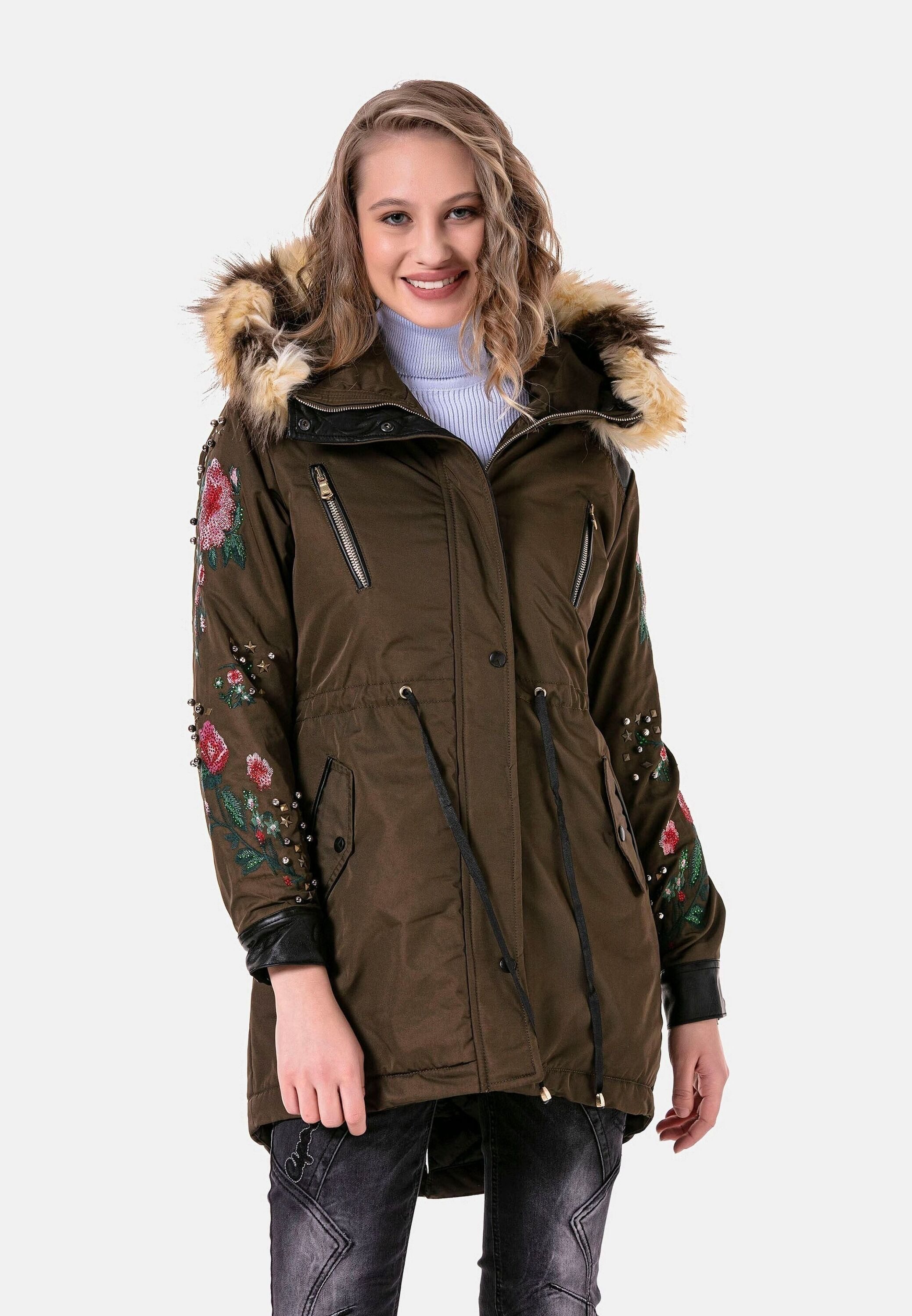 Cipo & Baxx Parka Jacken mit Kunstleder und Nieten, WJ-136 günstig online kaufen