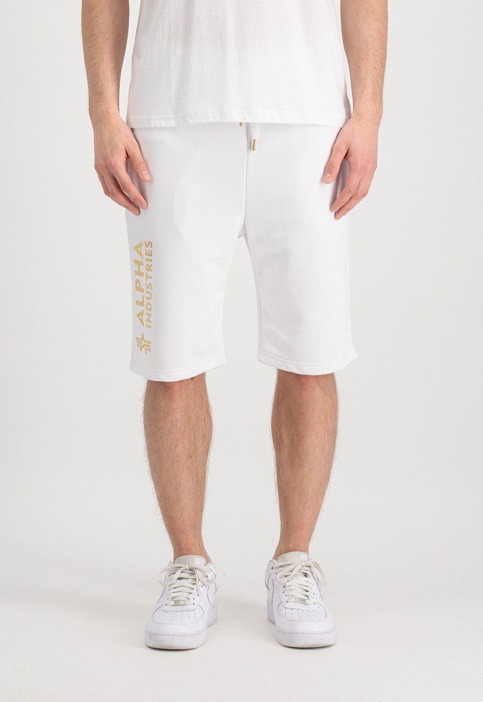 Japans größte Marke Alpha Industries Shorts Basic Print, am Bein Alpha Ai rechten Schriftzug Glänzender Foliendruck Foil Short