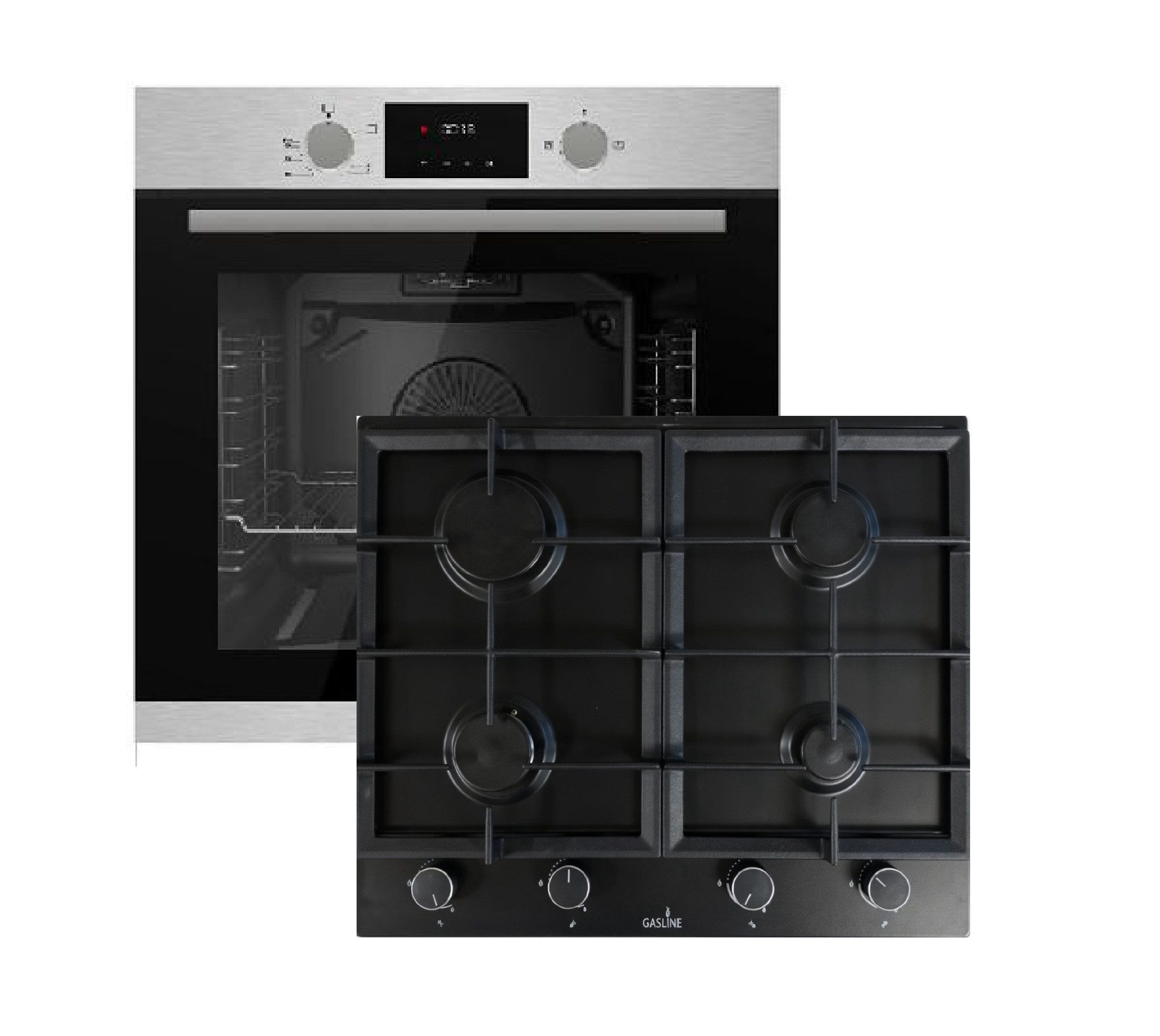 Gasline Gasherd-Set Gasline Gasherdset GB850-FIX Einbaubackofen+Gaskochfeld GAG60INB 60cm