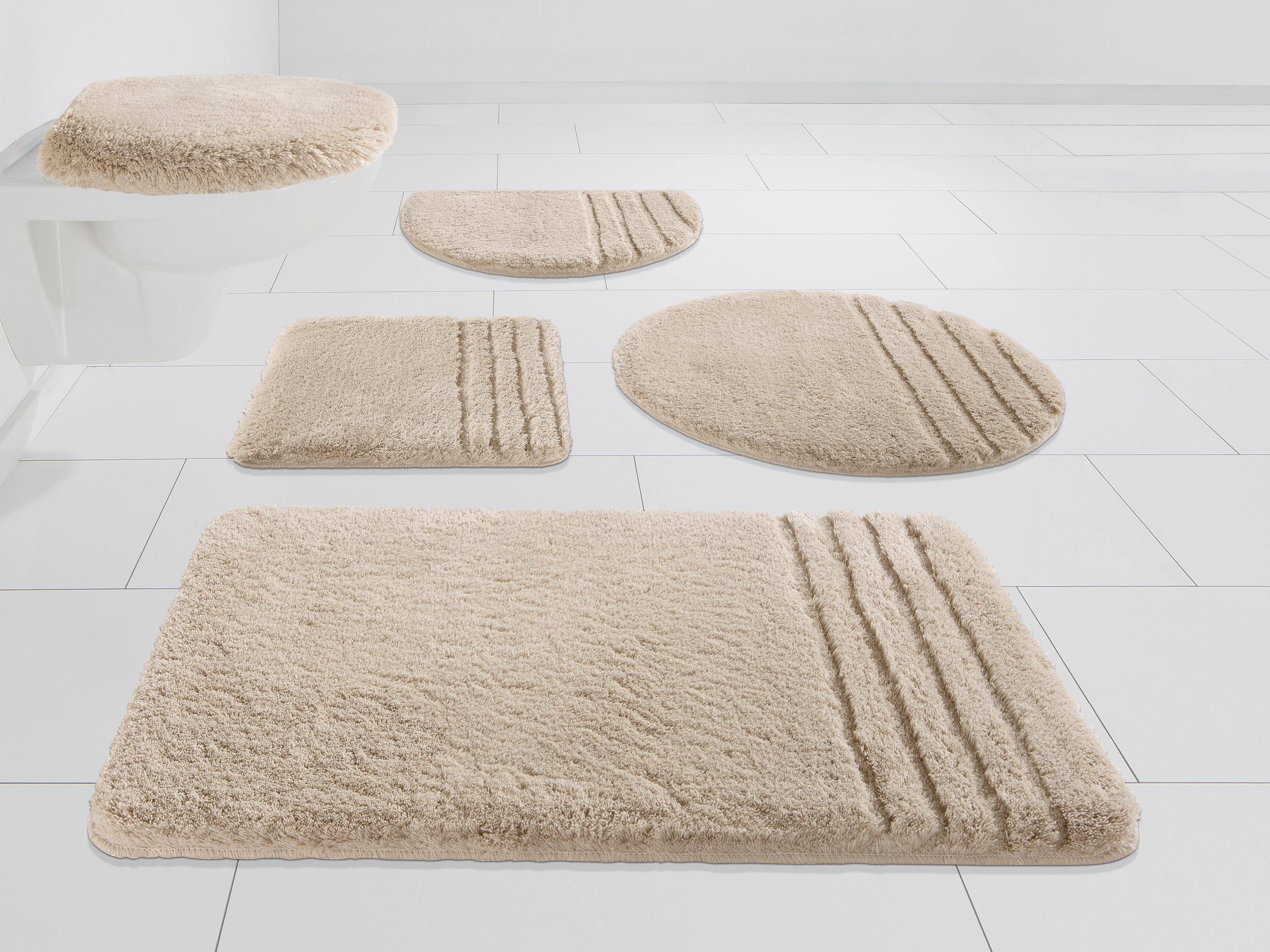 Möve Badematte Loft, Badvorleger, Badezimmer Teppich, Höhe 30 mm, rutschhemmend beschichtet, schnell trocknend, strapazierfähig, fußbodenheizungsgeeignet, Polyacryl, rechteckig, Badteppich, Badematten auch als 2 teiliges Set & rund