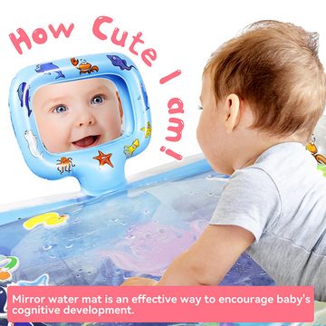 Beyamis Sitzkissen Beyamis Aufblasbare Baby-Krabbelwassermatte aus PVC mit Spiegel