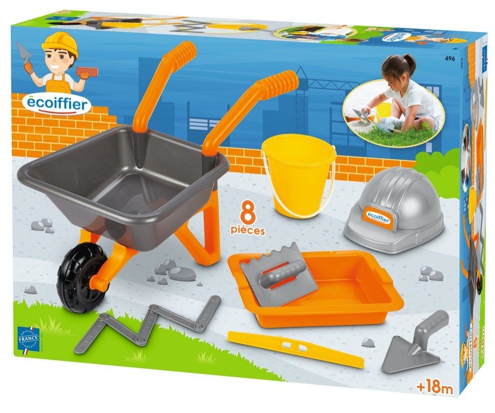 Ecoiffier Kinder-Werkzeug-Set Spielzeug Sand Baustellenset Schubkarre Helm  Set 8 Teile 7600000496