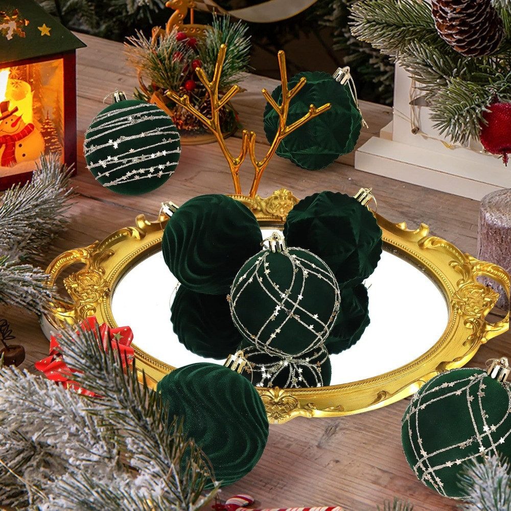 Sorvyzxn Weihnachtsbaumkugel Weihnachtsdeko Weihnachtskugeln 12-teiliges Set,Weihnachtsbaumschmuck, für Neujahrsparty Hochzeit Feiertag Weihnachtsdekoration – Bild 5 von 5
