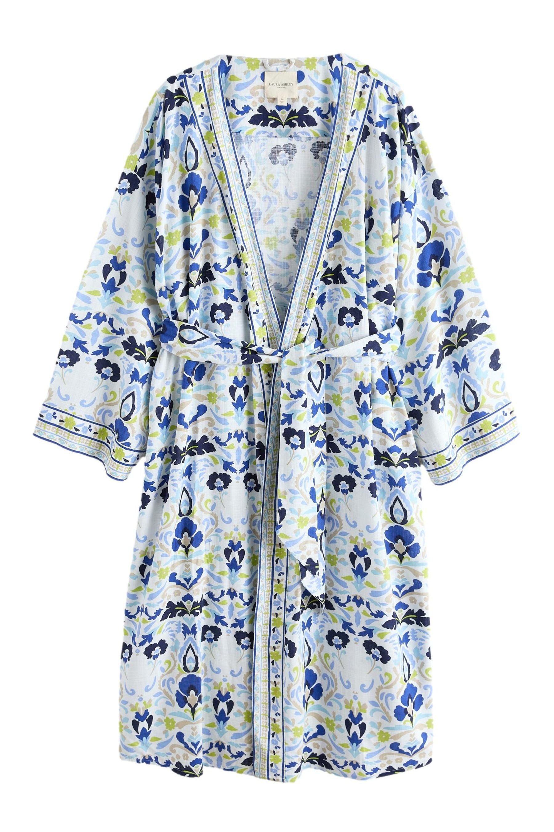 LAURA ASHLEY Damenbademantel Laura Ashley Morgenmantel mit Waxton-Print, Viskose (Livaeco), Leinen