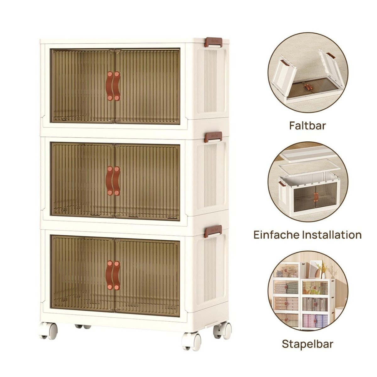 MULISOFT Aufbewahrungsbox Große Stapelbare Aufbewahrungsbox Organisation mit Rädern, Deckel (für Büro, Küche & Wohnzimmer), Stapelbare Kisten storage box kunststoffbox klappbox