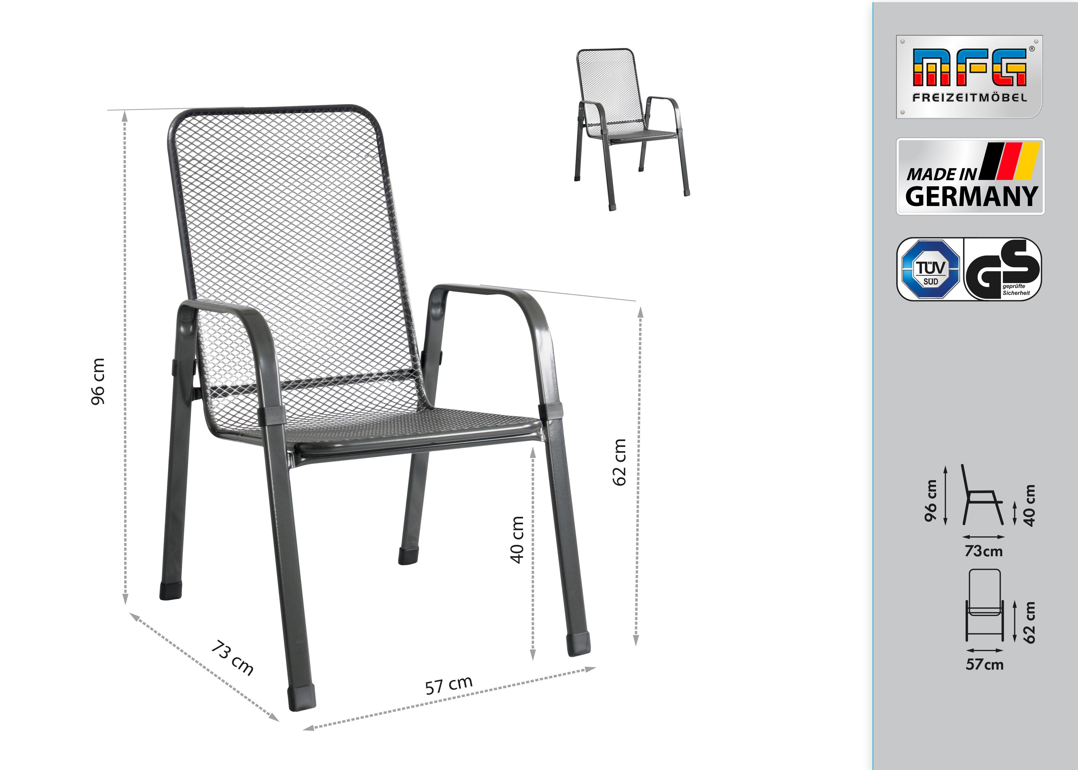 MFG Freizeitmöbel Stapelstuhl MFG Streckmetall-Stapelstuhl "Mac-Stor", 2-er Set (2 St)