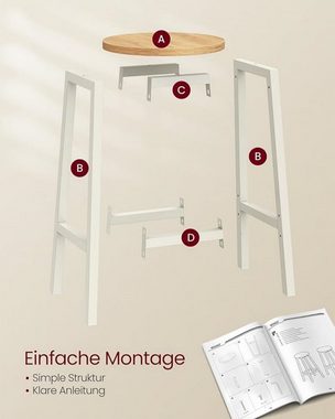 VASAGLE Bartisch, mit 2 Barhockern Set, Metallgestell, einfache Montage