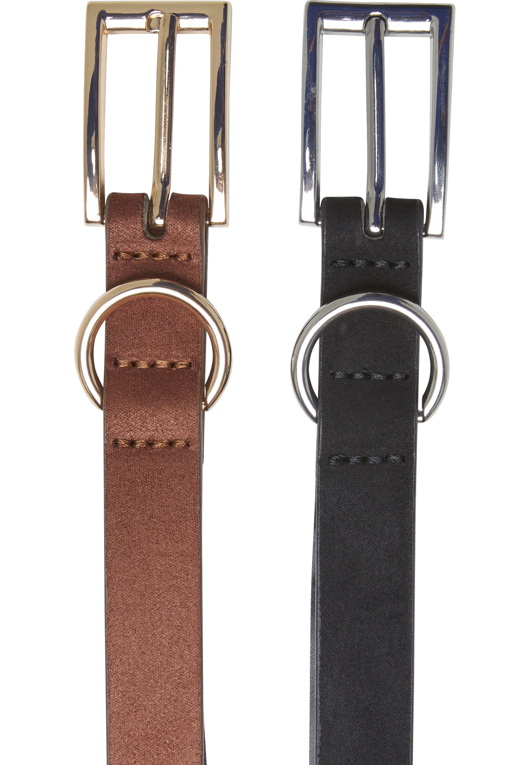URBAN CLASSICS Synthetikgürtel Urban Classics Slim Synthetic Velour Leather Belt 2-Pack