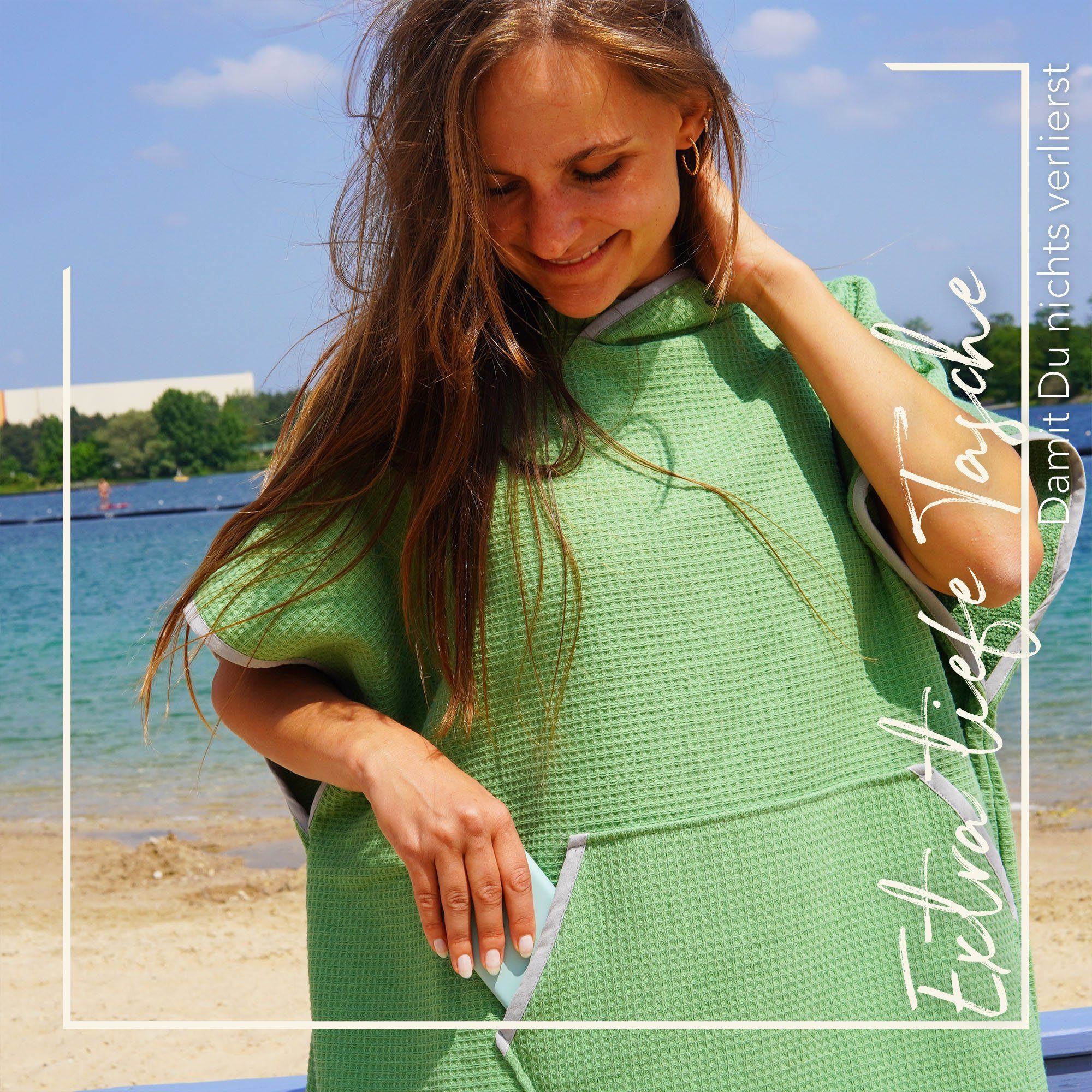 blanketino Badeponcho Strandponcho aus Baumwolle, Kapuze, günstig online kaufen