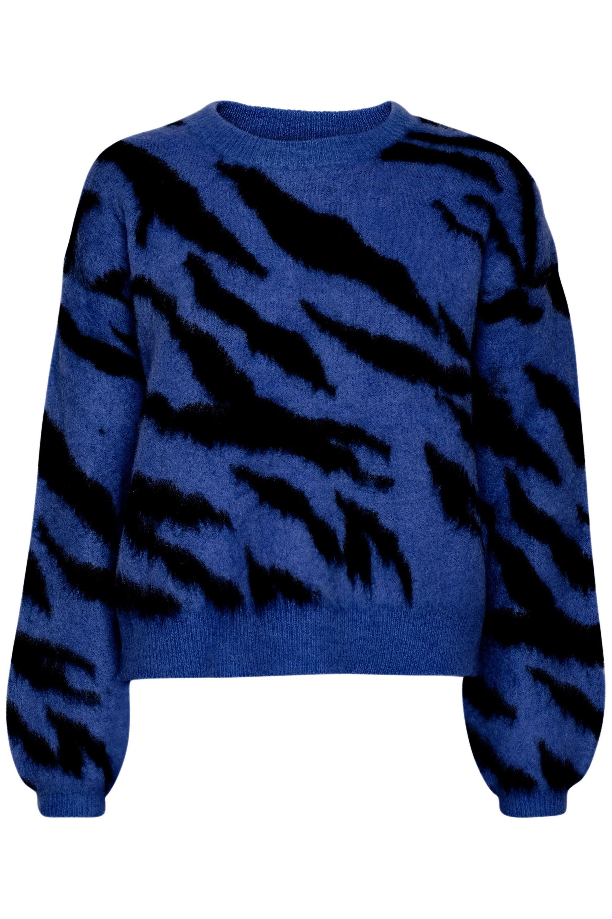 Pulz Jeans Strickpullover PZASTA Pullover - 50207067 Blue/Black Animal (201674)