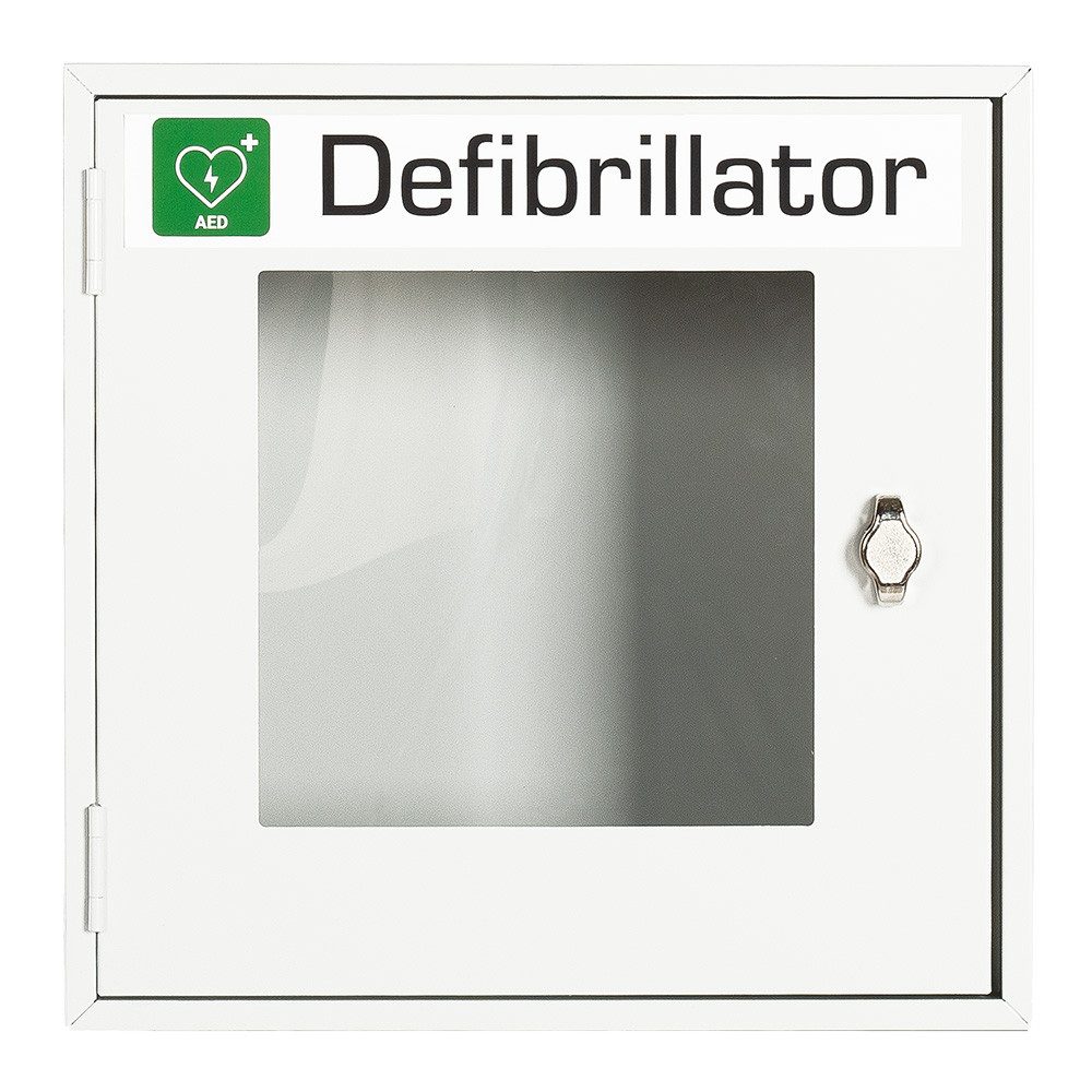 Steelboxx Mehrzweckschrank AED Defibrillator Schrank Metall abschließbar 400 x 400 x 200 mm weiß (1-St) Mehrzweckschrank abschließbar