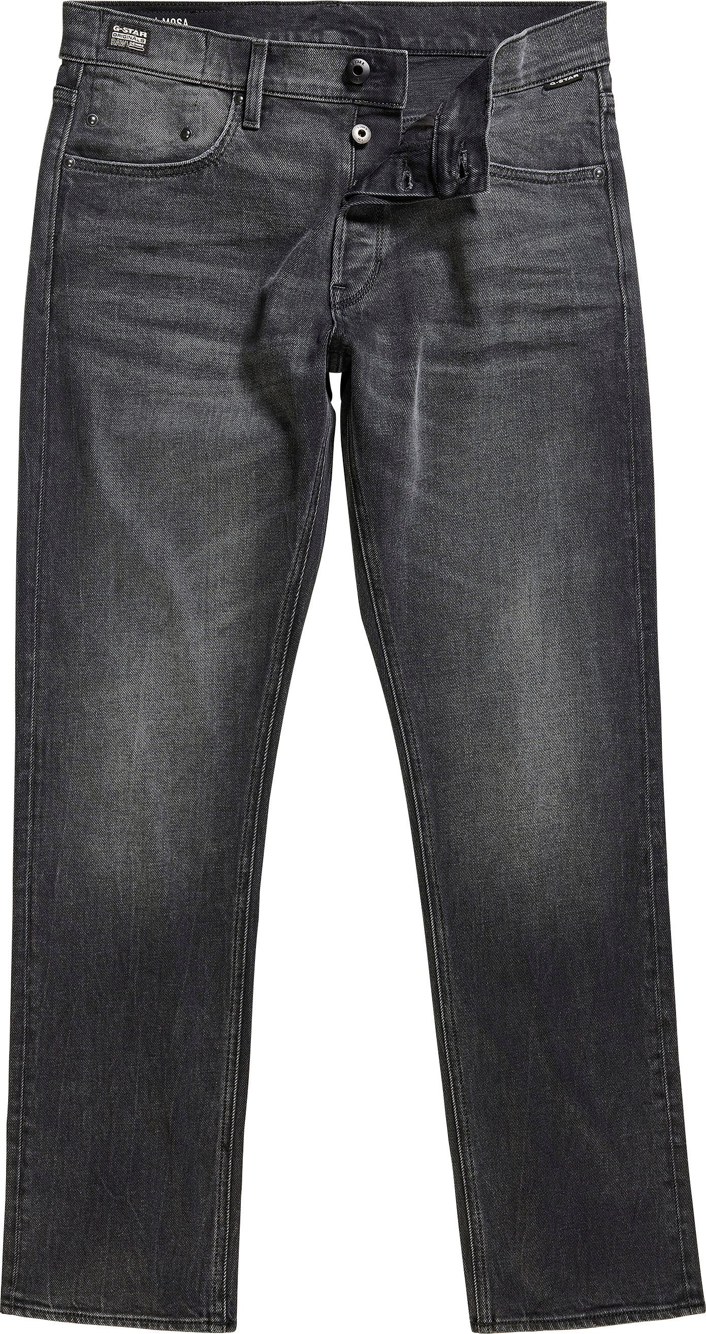 worn Straight-Jeans RAW Mosa black hellen Straight Nähten G-Star mit