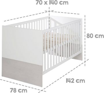 roba® Babyzimmer-Komplettset Julia, (Set, 3-St., Kinderbett, Schrank, Wickelkommode), mit Kinderbett, Schrank und Wickelkommode