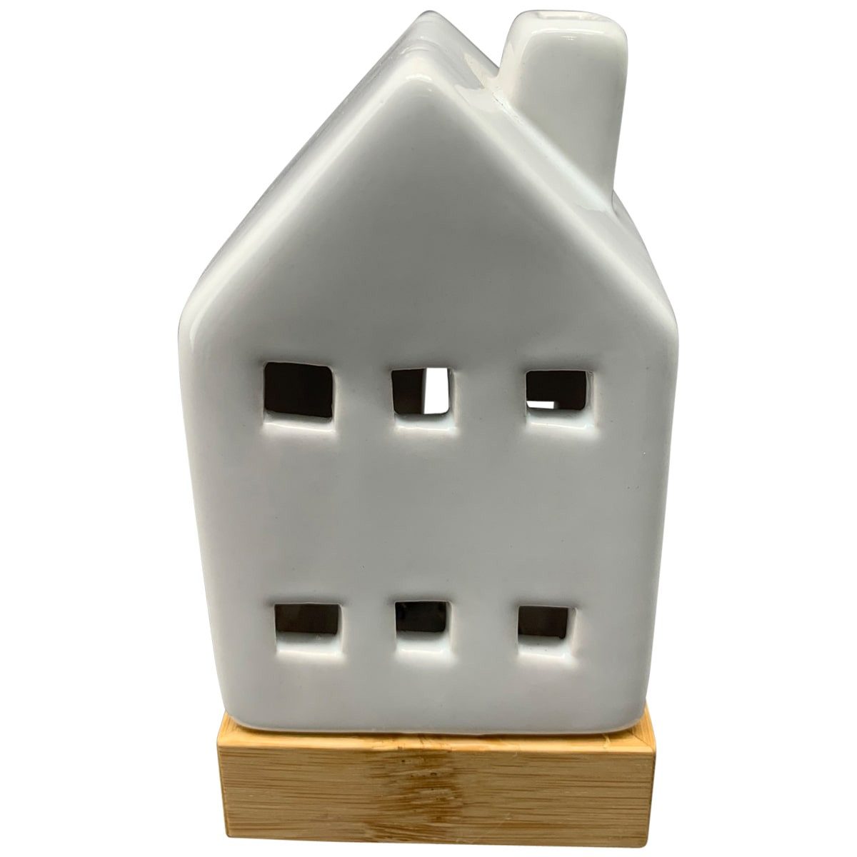 matches21 HOME & HOBBY Dekofigur Dekoobjekt LED Lichthaus, aus Porzellan Weiß, in 17,2 cm (1 St), Dekofiguren mit LED Warmweiß Licht als Weihnachtsdeko