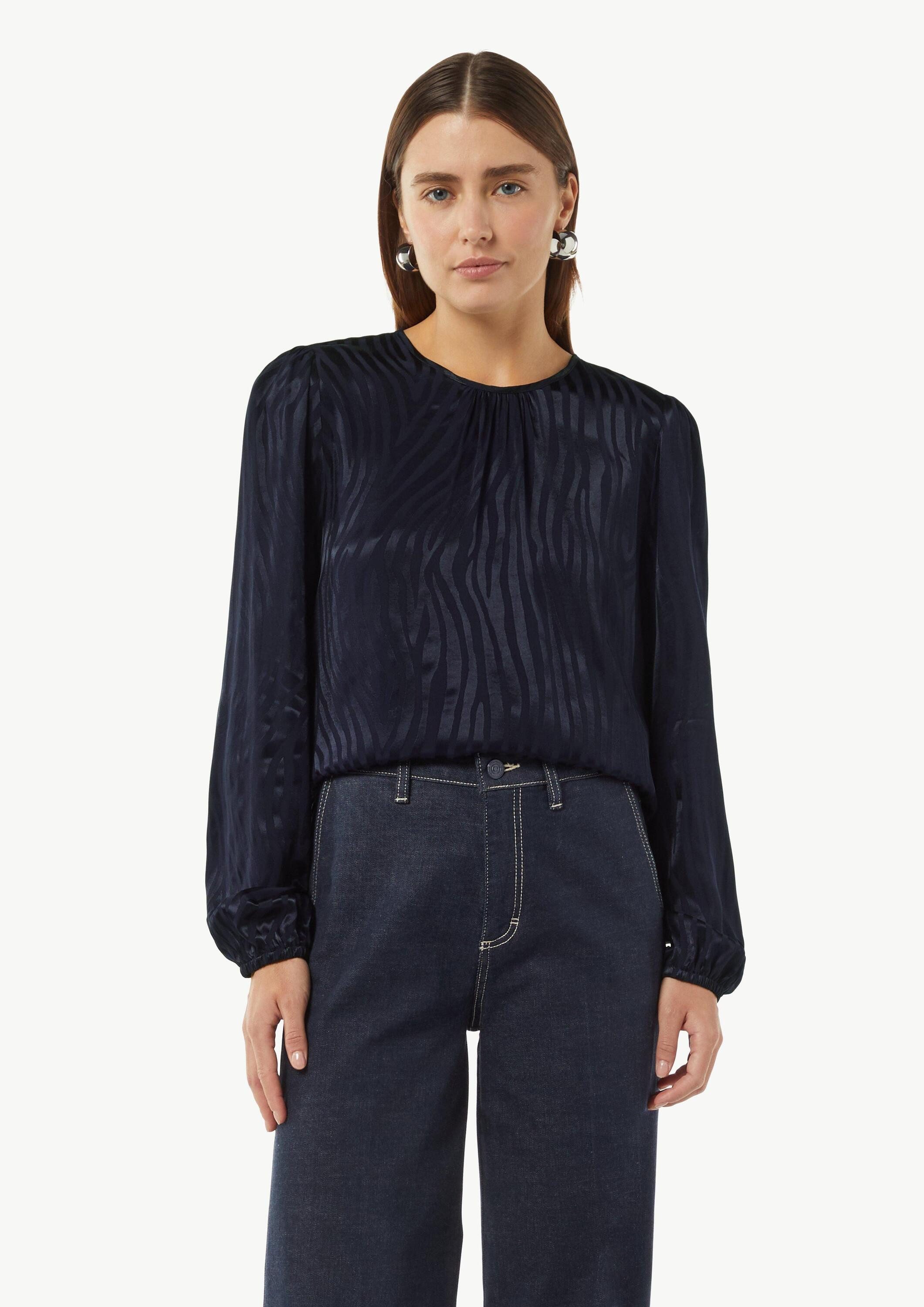 Langarmbluse Bluse Viskose-Bluse in Animal-Optik