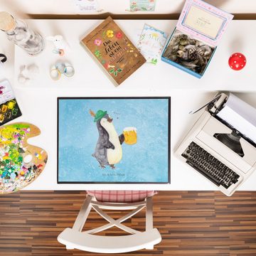 Mr. & Mrs. Panda Schreibtischunterlage Pinguin Bier - Eisblau - Geschenk, Bürobedarf, Pinguine, Schreibwaren, (1 tlg)