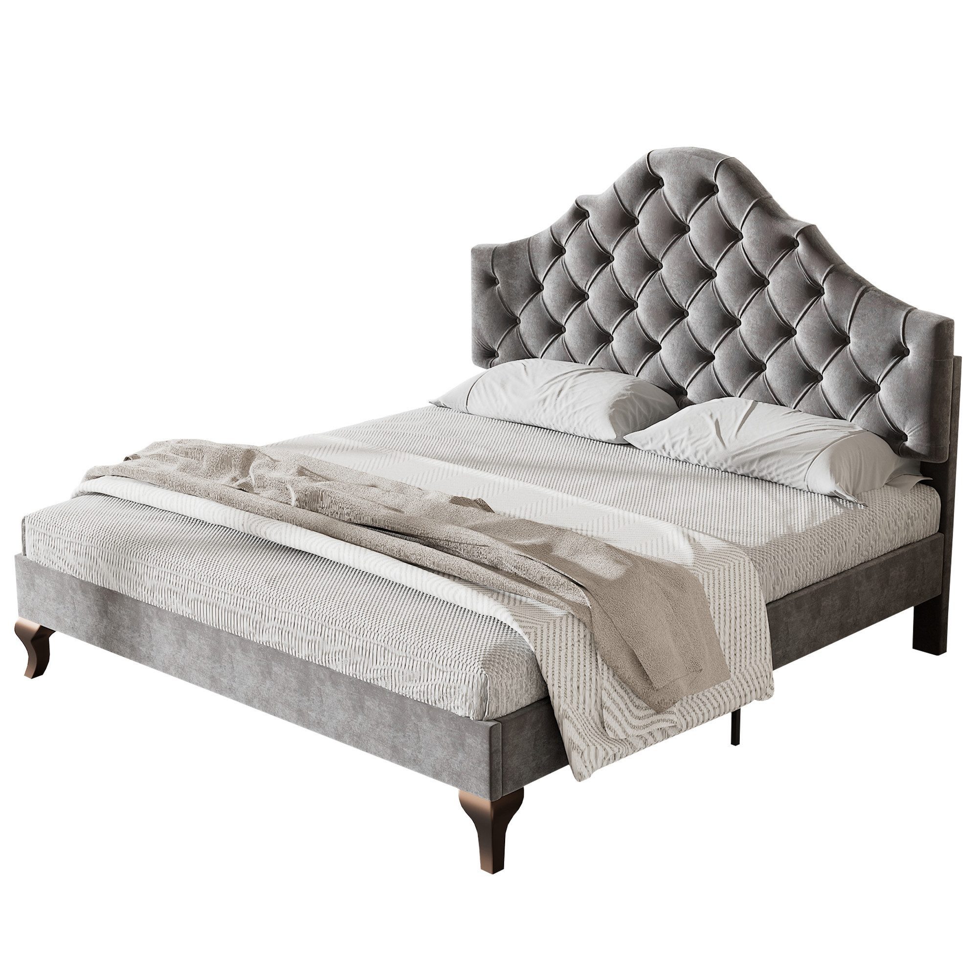 Odikalo Polsterbett Lattenrost Verstellbar Kopfteil 90*200cm/140*190cm Rosa/Beige/Grau