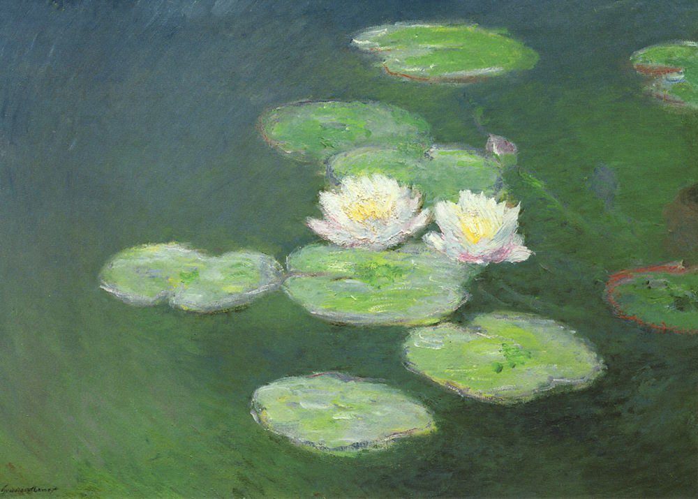 am Abend" "Seerosen Kunstkarte Postkarte Monet Claude