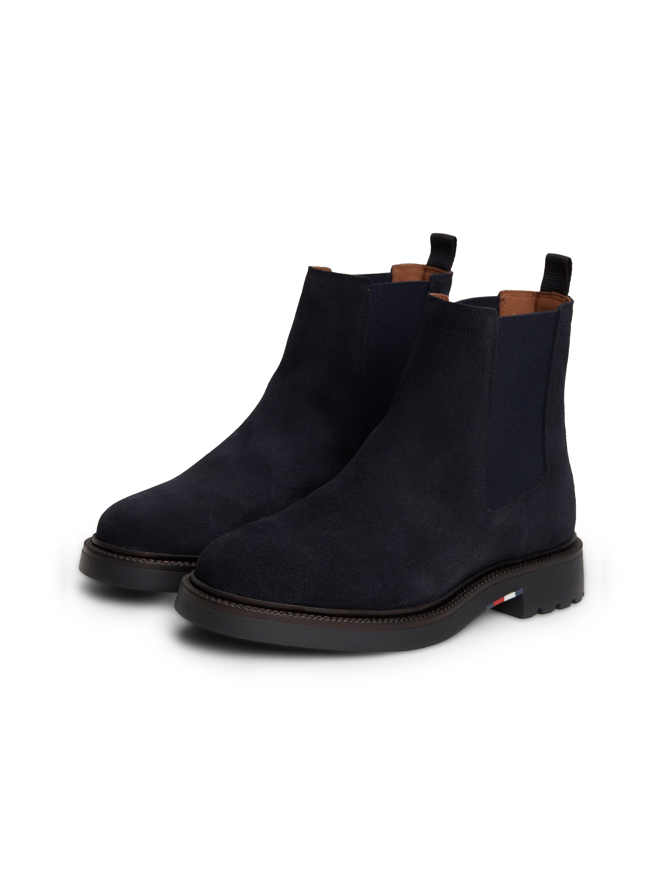 Tommy Hilfiger CORPORATE CASUAL SUEDE CHELSEA Chelseaboots Blockabsatz, Stiefelette mit praktischer Anziehlasche