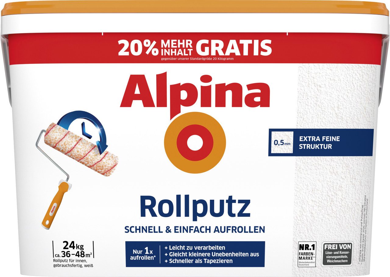 Alpina Putzgrundierung Alpina Rollputz 24 kg 0,5 mm Körnung weiß – Bild 3 von 5