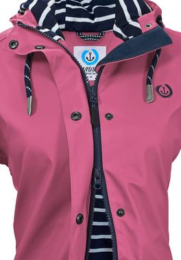 MADSea Regenjacke Friesennerz Beere wetterfester Regenmantel mit gestreiftem Innenfutter