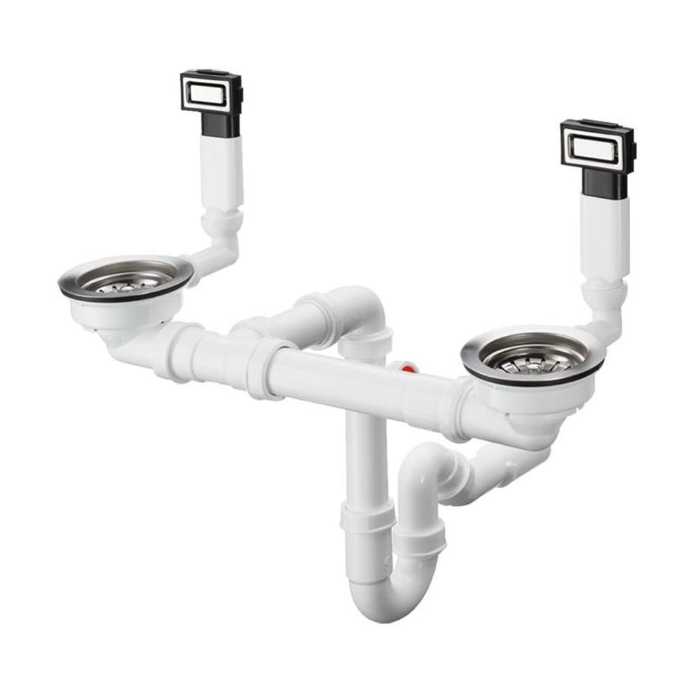 hansgrohe Einbauspüle hansgrohe D15-10 Manuelle Ab- und Überlaufgarnitur für Doppelbecken fü
