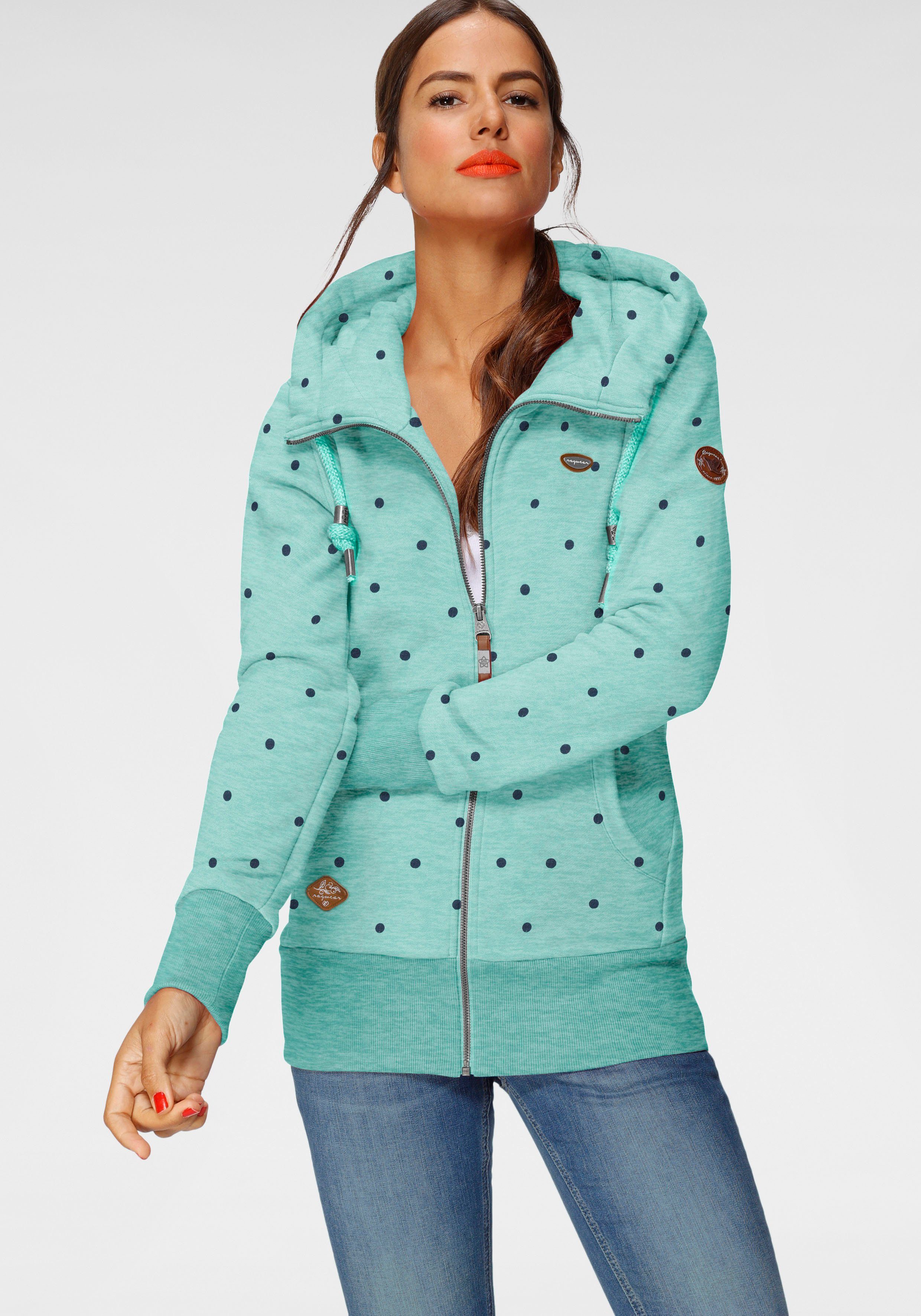 Design aqua DOTS ZIP NESKA Ragwear Sweatjacke Print O 2035 Allover-Dots im