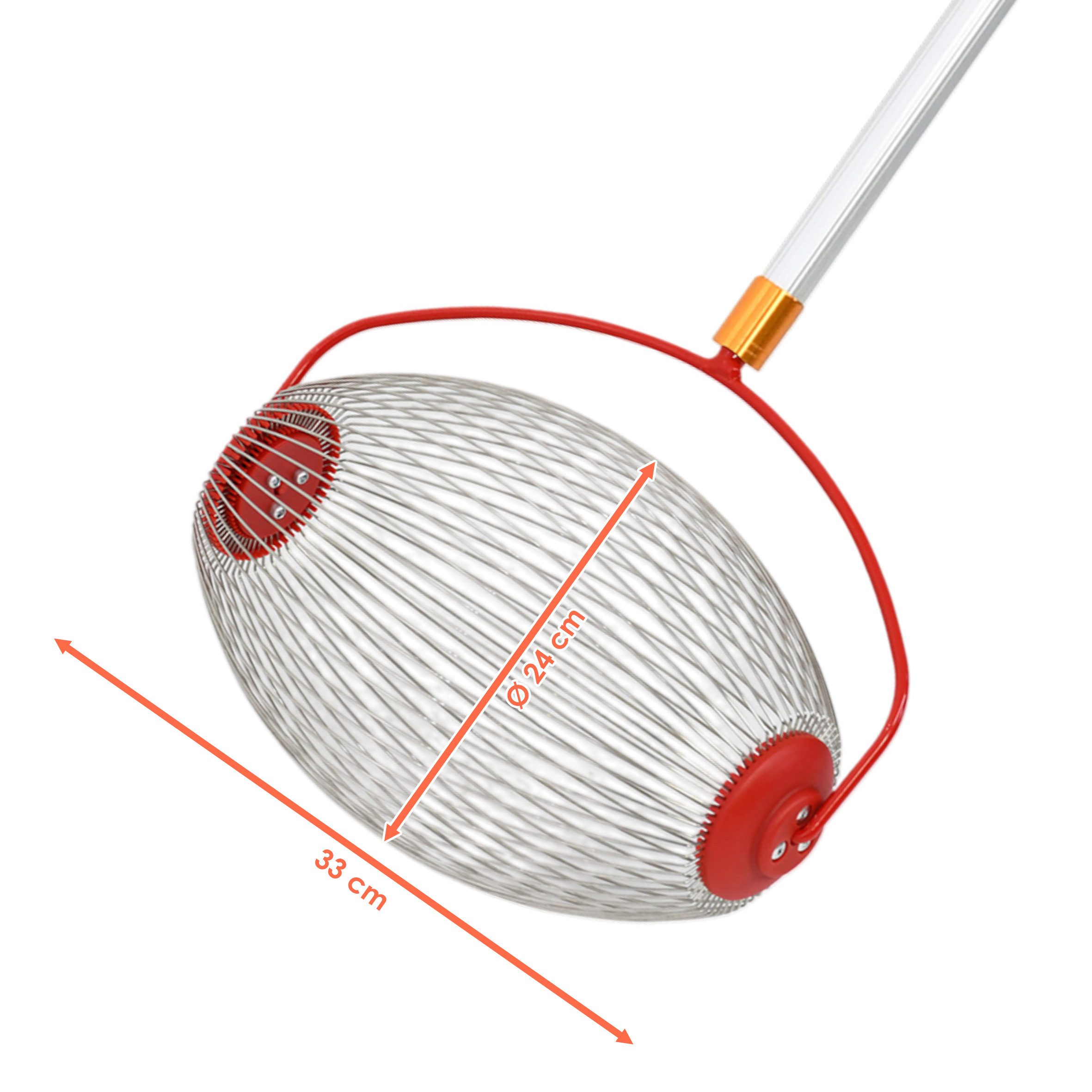 Spetebo Rollsammler Erntehelfer für Nüsse und Obst mit Alu Teleskopstiel, 33 cm Arbeitsbreite, (Anzahl, 1-tlg., Stück), flexibler Sammelkorb