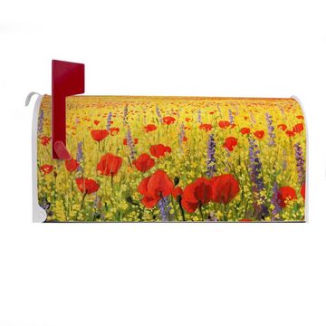 banjado Amerikanischer Briefkasten Mailbox Feld Mit Mohnblumen (Amerikanischer Briefkasten, original aus Mississippi USA), 22 x 17 x 51 cm