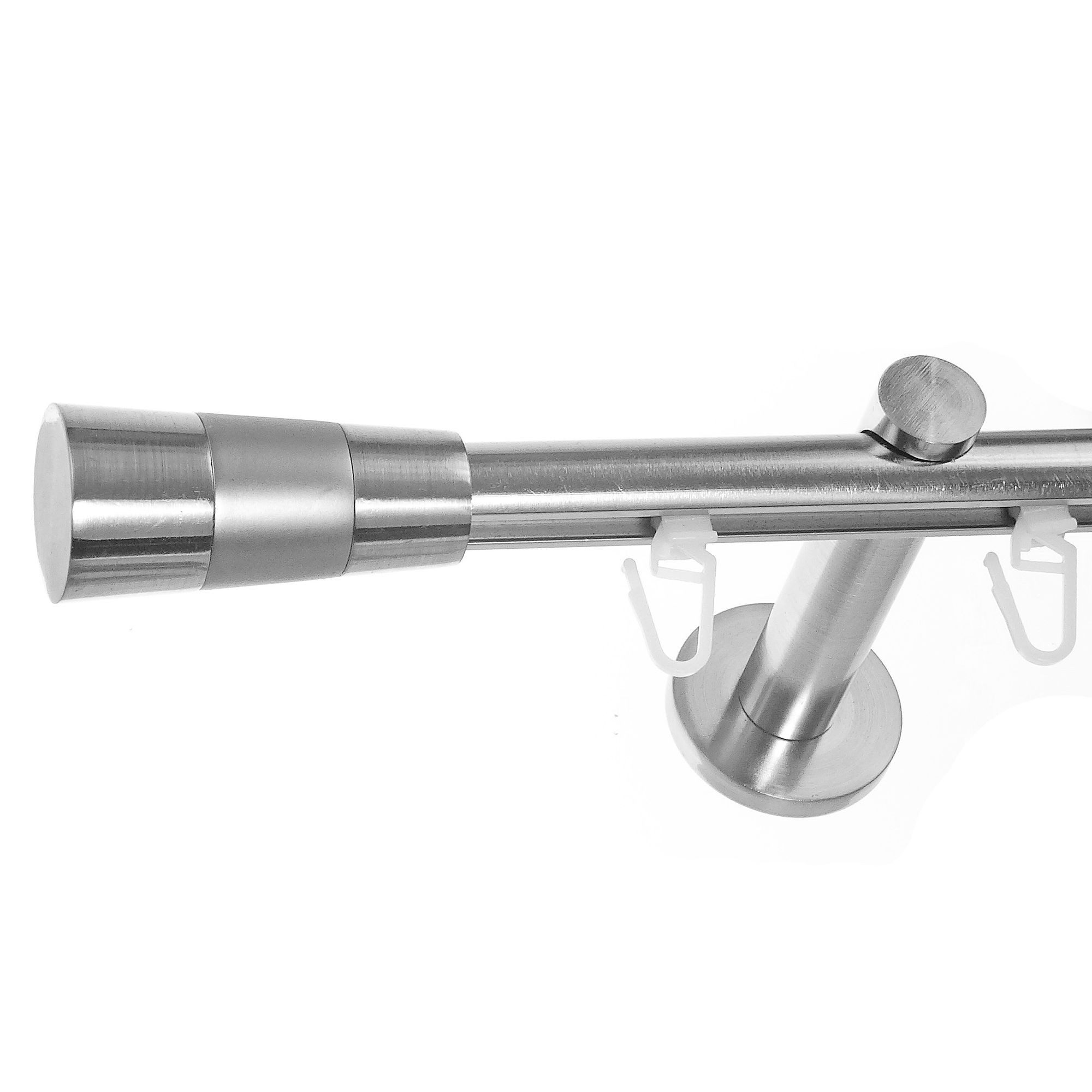 BASIT Gardinenstange Innenlauf 16 mm mit Wandträgern 280 cm E11, Ø 16 mm, 1-läufig, verschraubt, Aluminium, H70 280 cm E11 Kegel