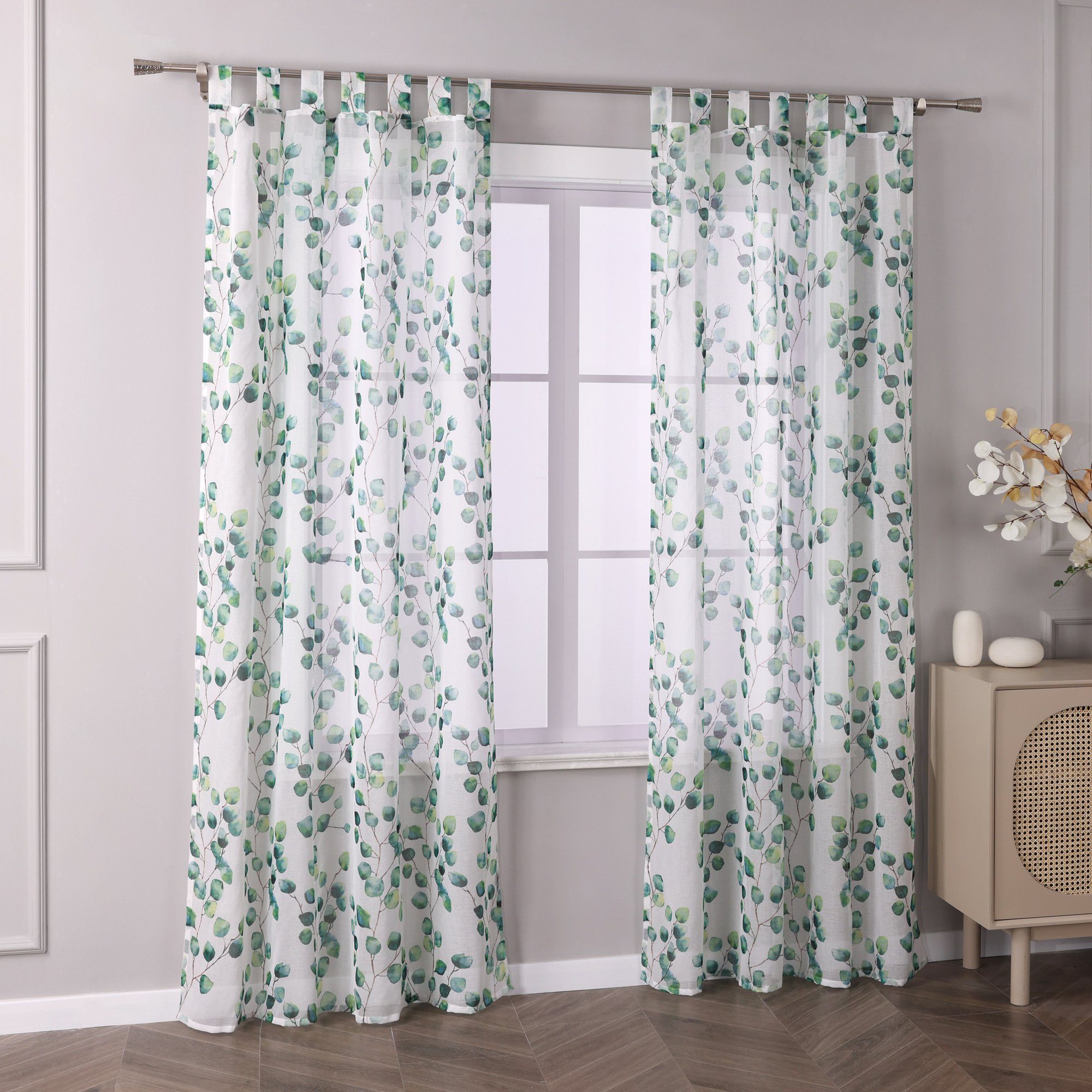 Joyswahl Gardine Florales (1 St), Schlaufe, halbtransparent, Mori-Stil, Lei günstig online kaufen