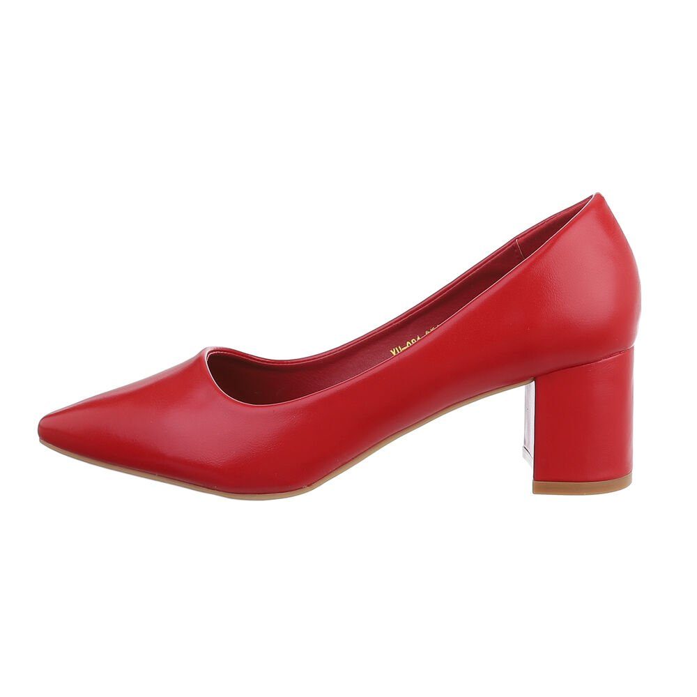 Ital-Design Damen Abendschuhe Elegant Pumps Blockabsatz Klassische Pumps in  Rot