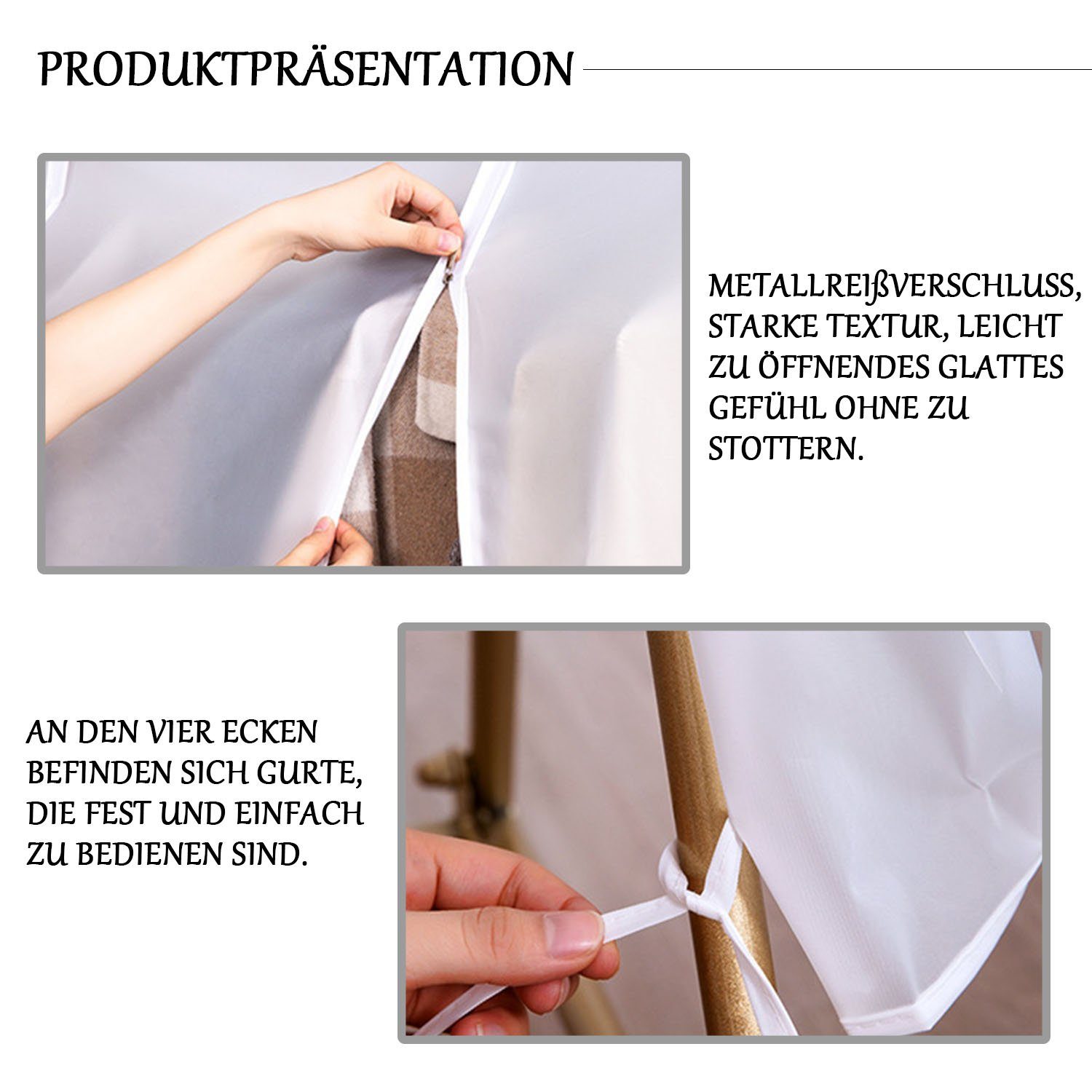 Transluzent Garderobe offene Reißverschluss St) (1 Kleidersack für mit Kleiderhülle MAGICSHE