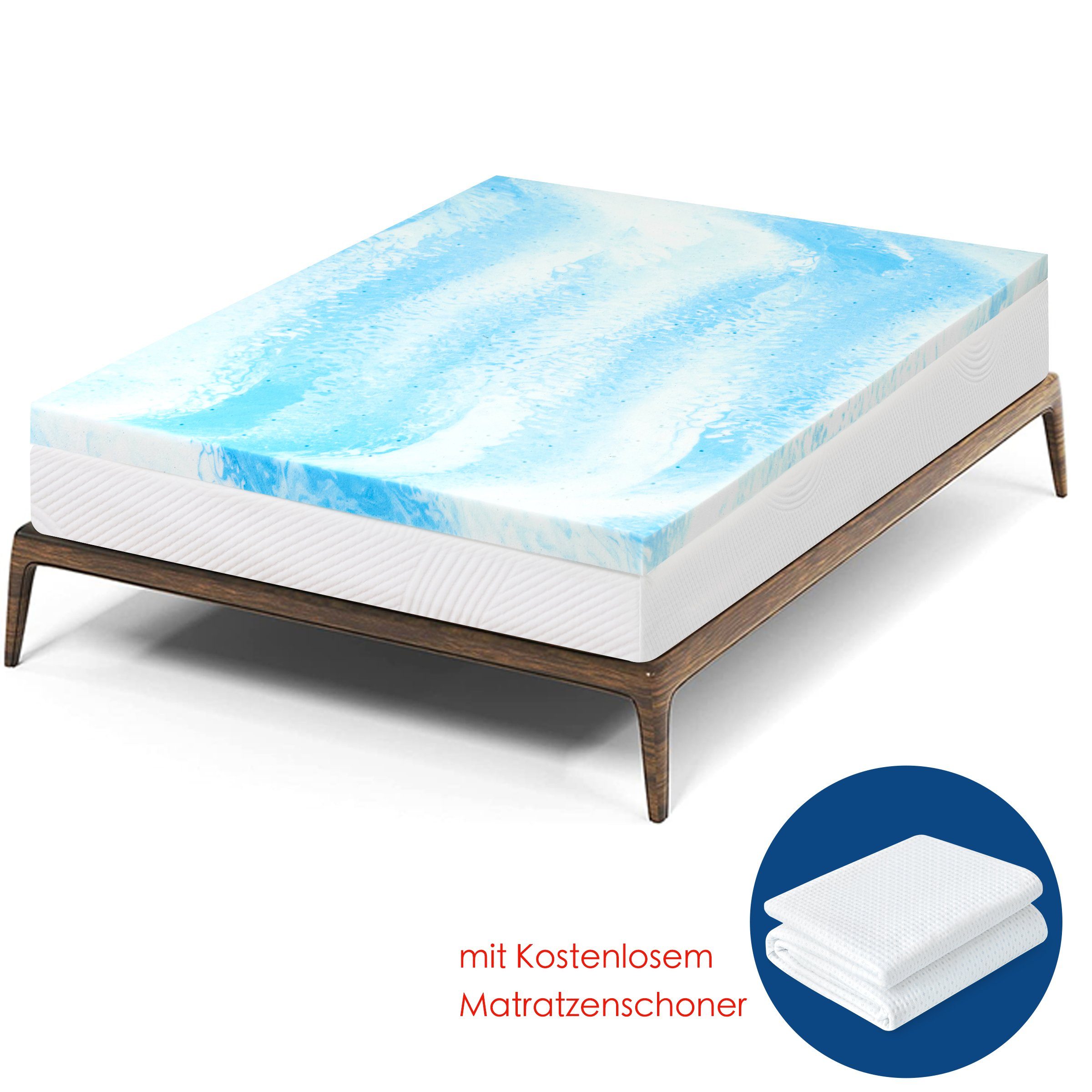 Topper Matratzentopper mit Memory Foam Gelschaum, Topper 90x200,180x200 cm, SUBRTEX, 5 cm hoch, mit einem kostenlosem Matratzenschoner