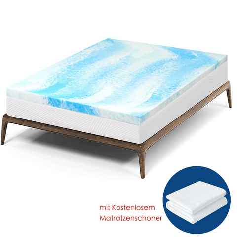 Topper Matratzentopper mit Memory Foam Gelschaum, SUBRTEX, 5 cm hoch, mit einem kostenlosem Matratzenschoner