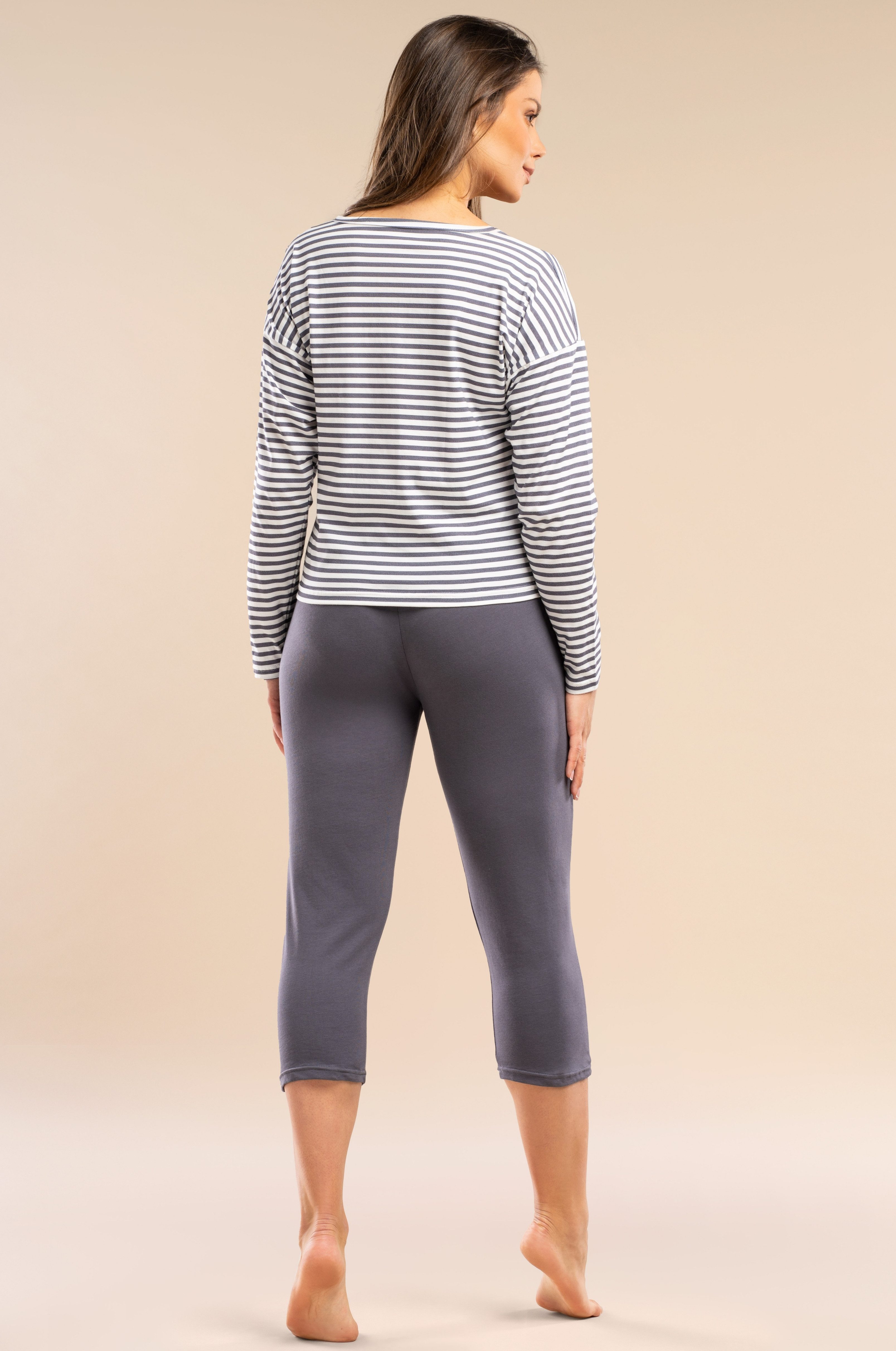 Mademoiselle Sommeil Capri-Pyjama Schlafanzug mit Langarmshirt günstig online kaufen
