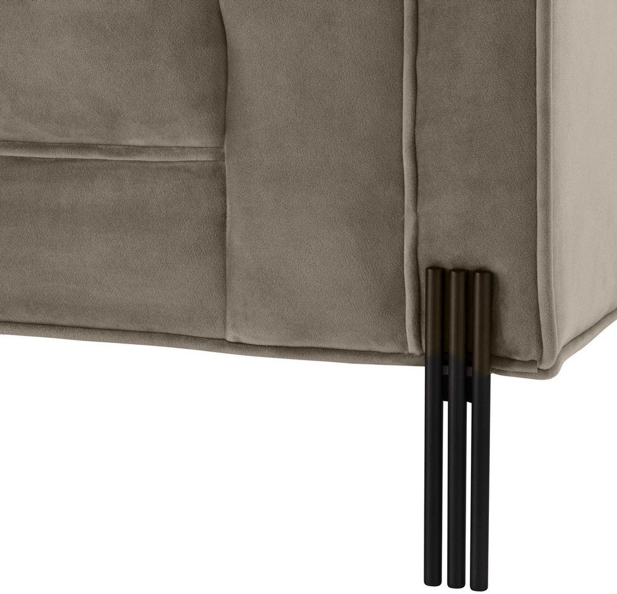 Wohnzimmer H. Luxus Luxus Sofa Sofa - 95 mit / Casa Padrino x x - 4 Kissen 231 cm Schwarz Qualität 68 Samt Greige Sofa