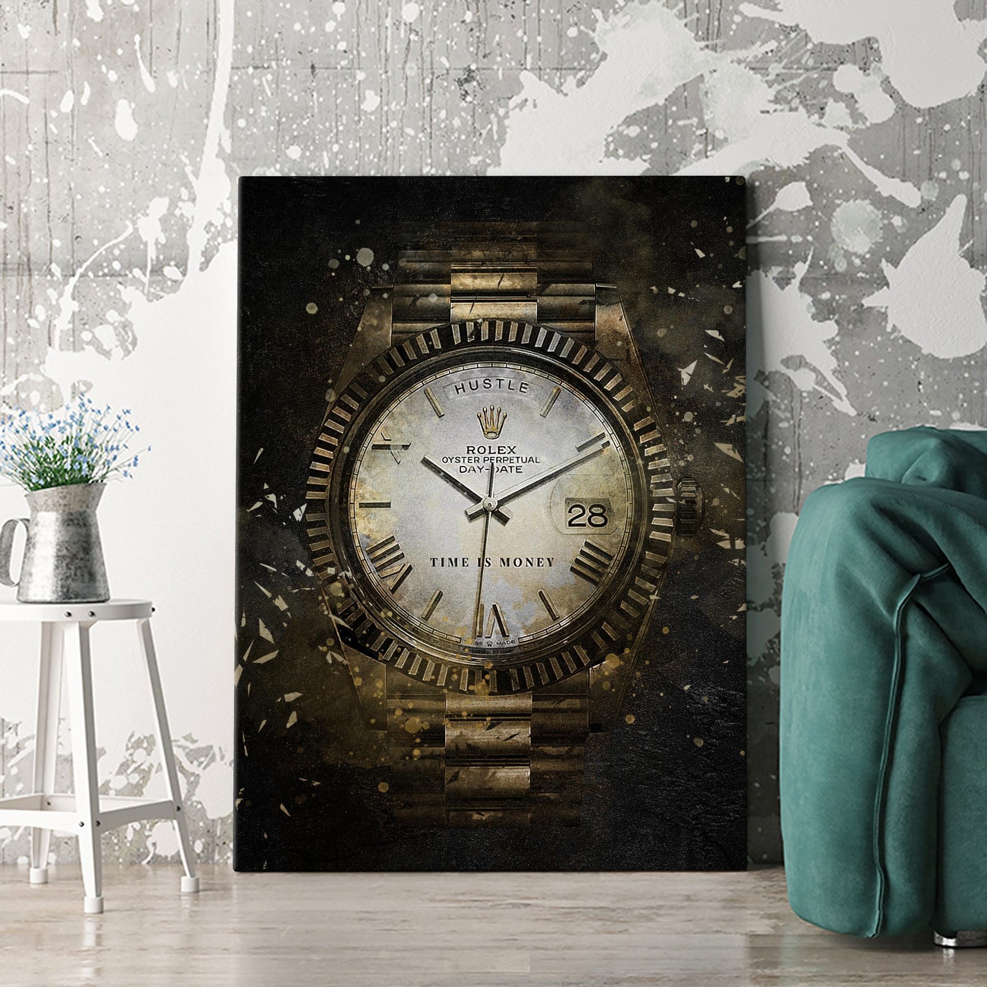 Artmazing Leinwandbild Time Is Money, XXL Leinwand 120x80, Poster & Kunstdrucke, Brands, Time Is Money