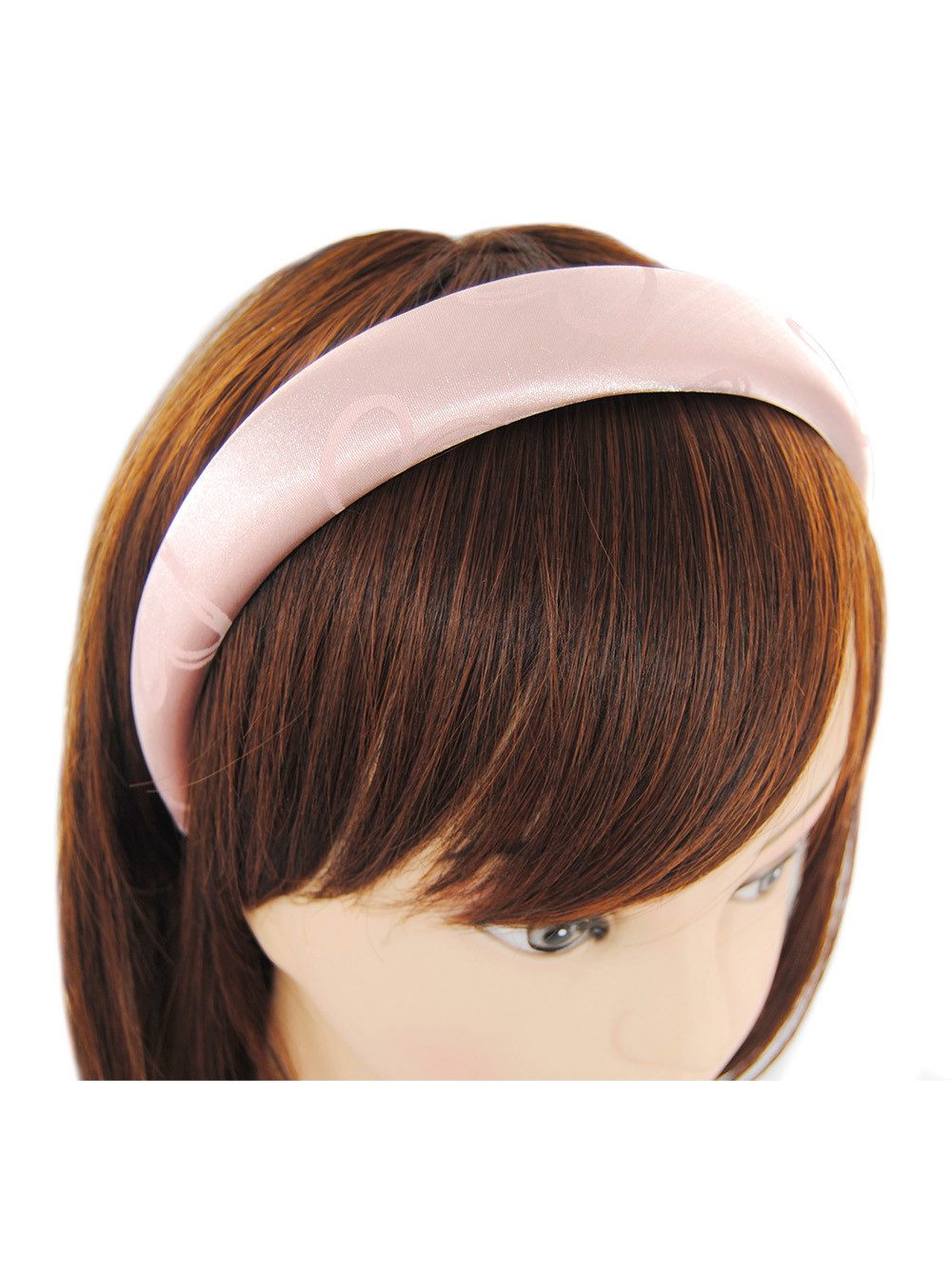 axy Haarreif Breit gepolsterter Haarreif aus Seidenstoff mit Herzmuster, Vintage Damen Haareifen im romantischen Stil Haarband