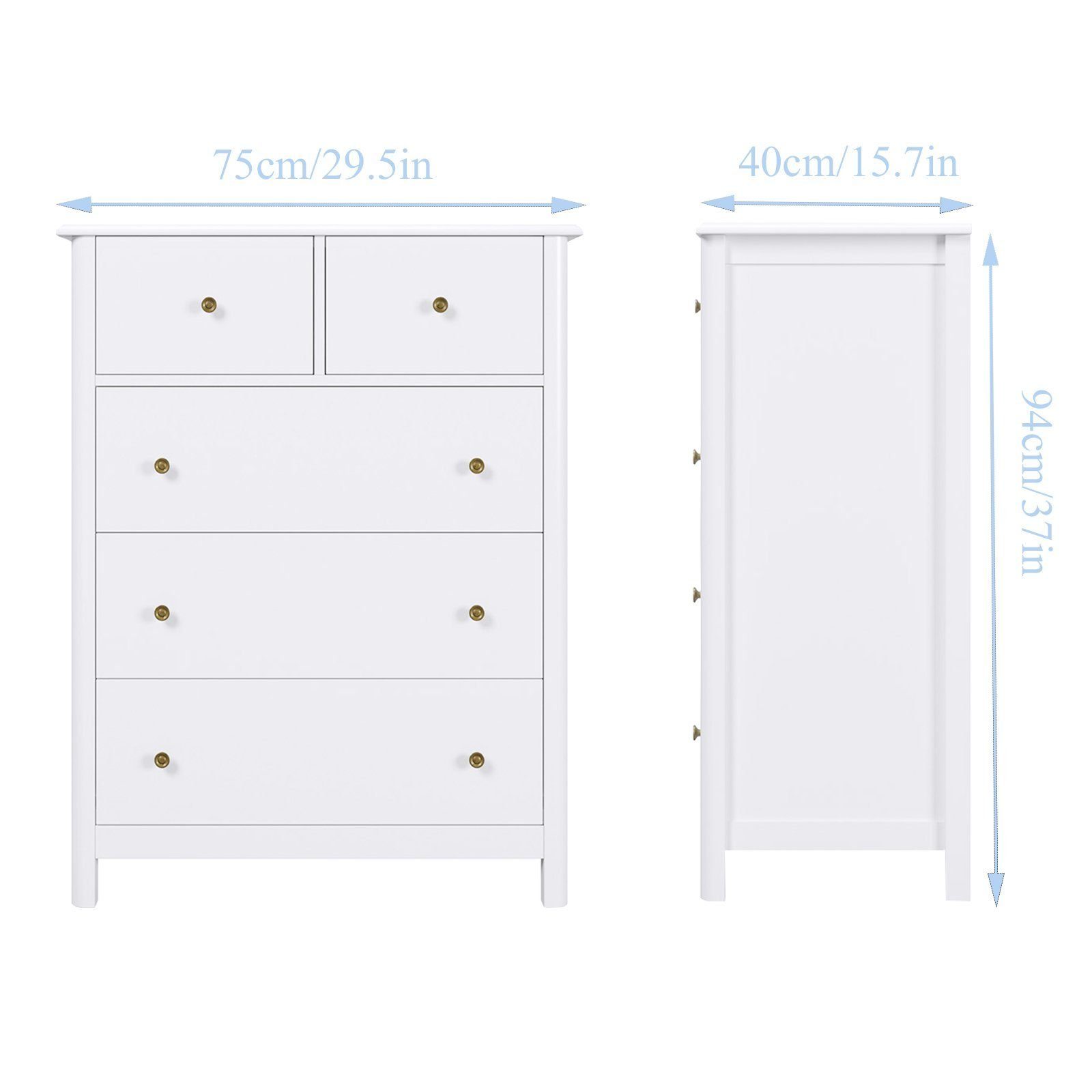 HOMECHO Kommode, Kommode mit Schubladen Mehrzweckschrank aus Holz