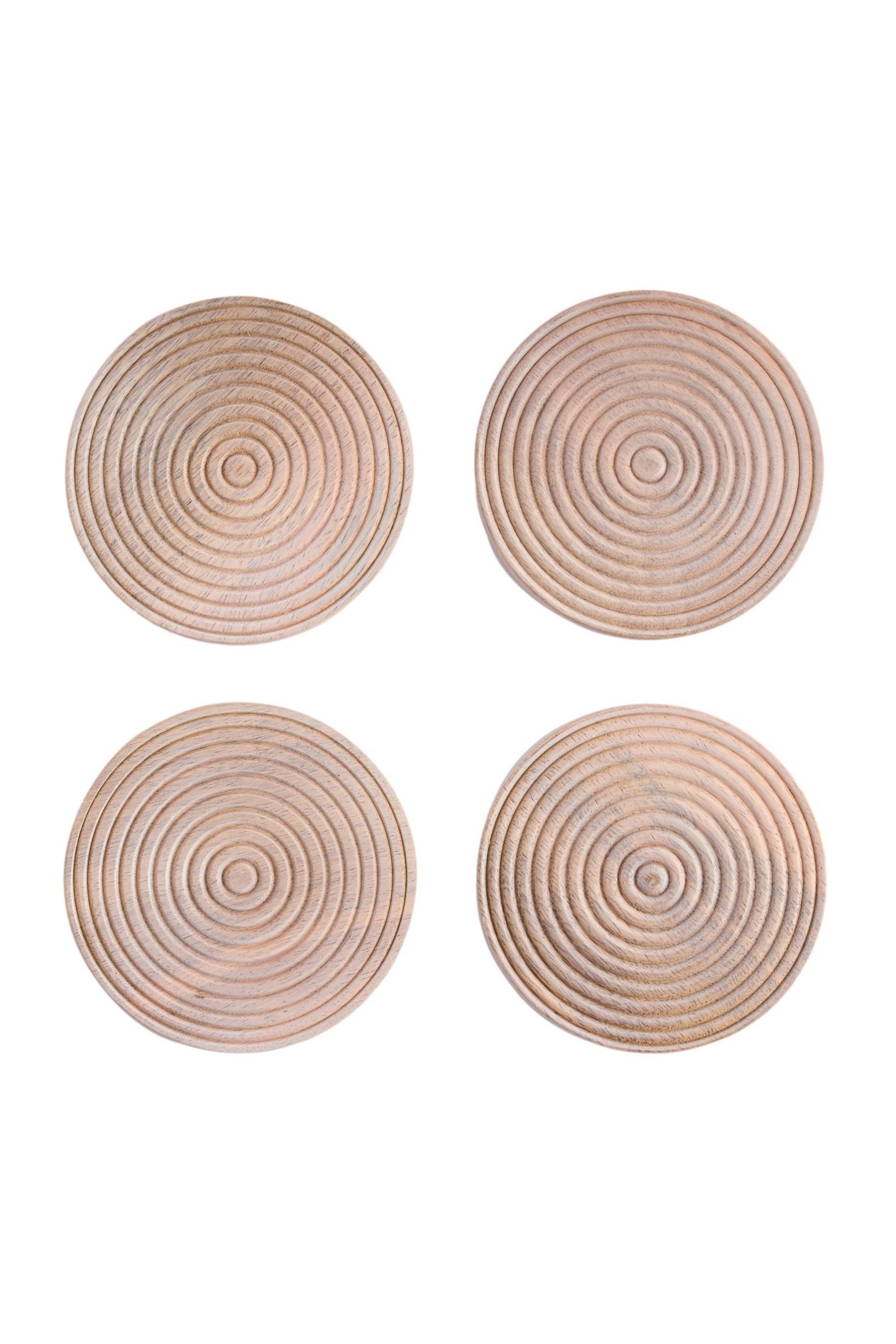 Next Becheruntersetzer Holzuntersetzer mit geätztem Design, 4er-Set, 1-tlg.