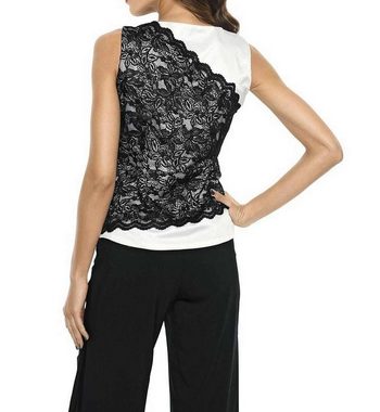 Ashley Brooke by heine Spitzenshirt ASHLEY BROOKE Damen Designer-Satin-Spitzenshirt, offwhite-schwarz