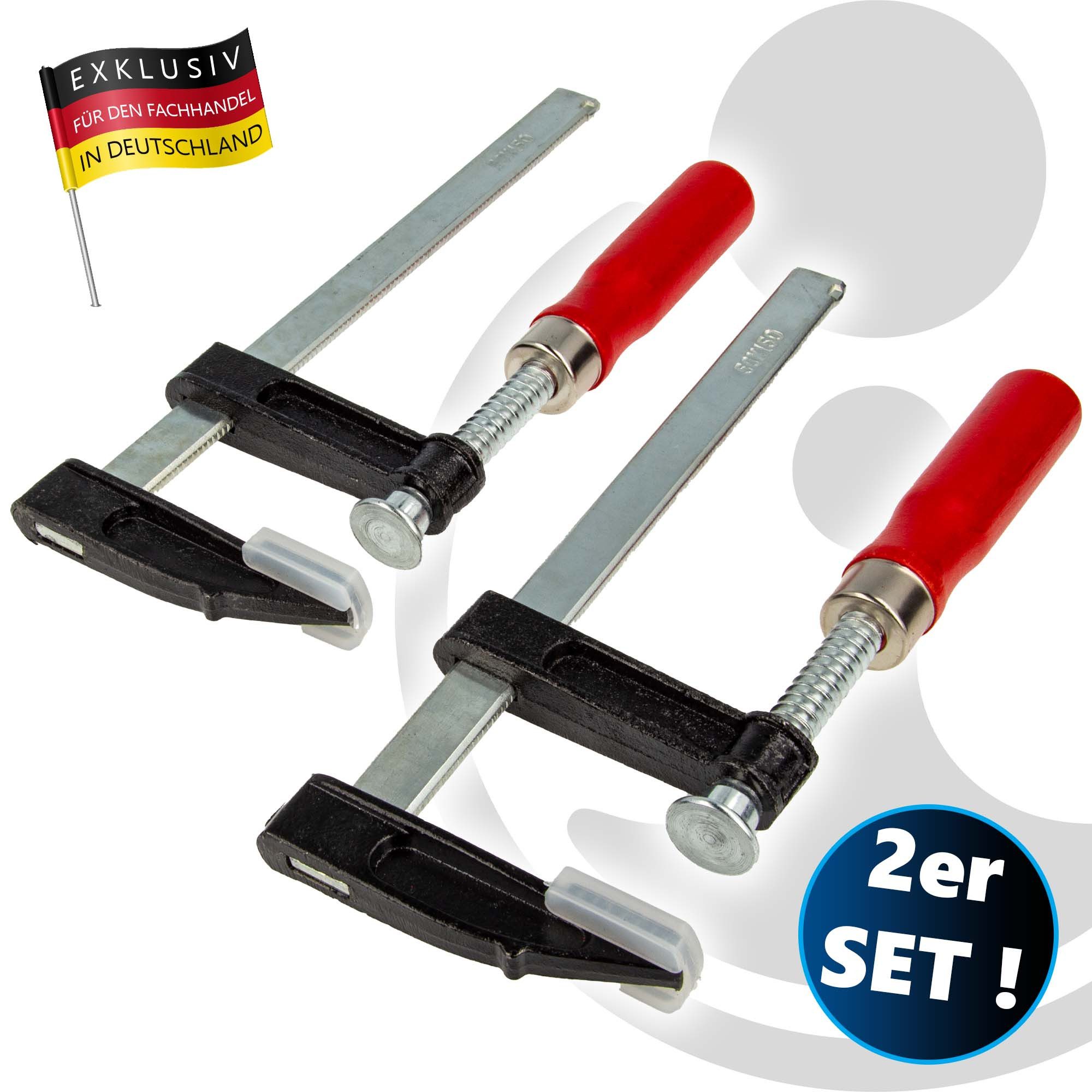 EUROTOOLS Schraubzwinge Schraubzwingen-Satz, 2-teilig, 50 mm x 150 mm, Doppelpack, Temperguss