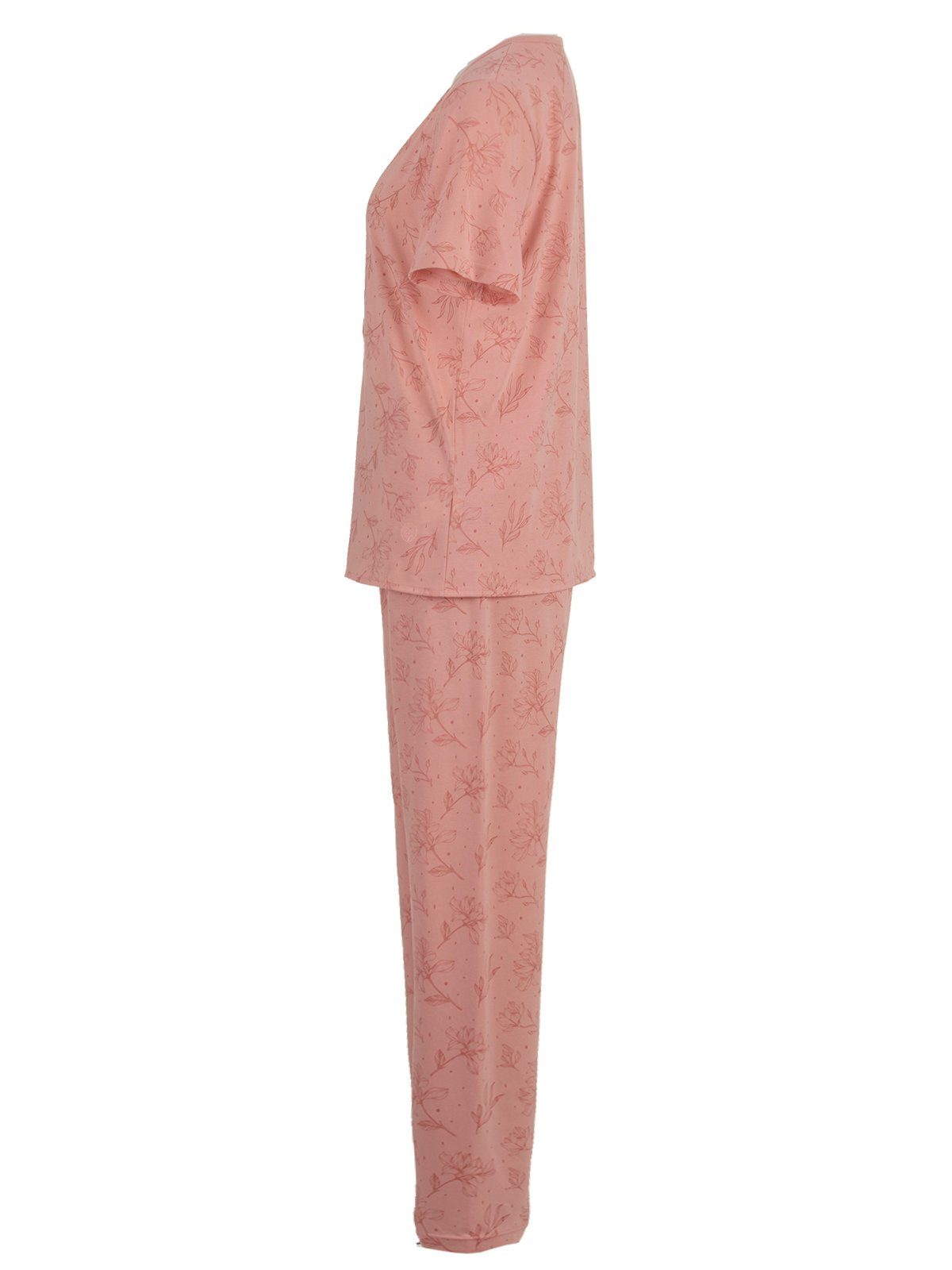 rosa Kurzarm Floral - Schlafanzug zeitlos Pyjama Set